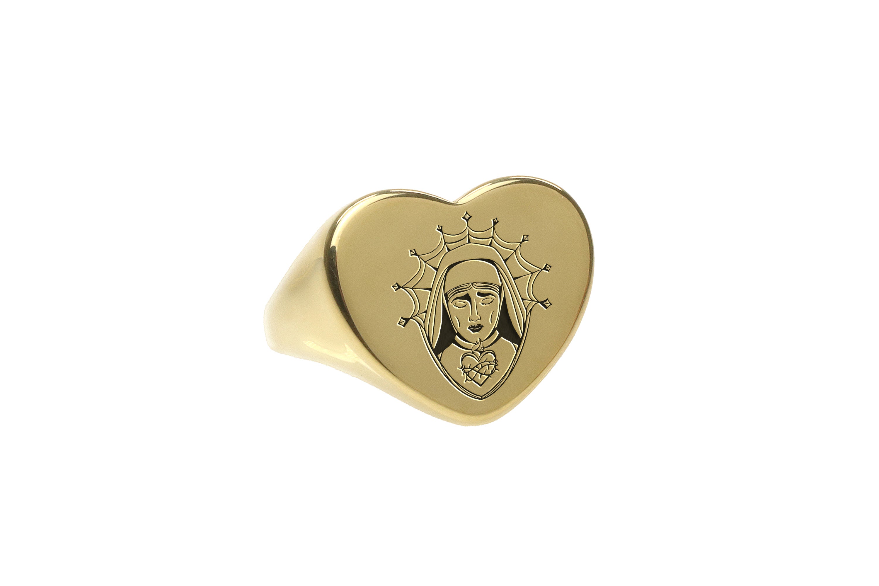 14k Gold Chicano Nun Signet Ring