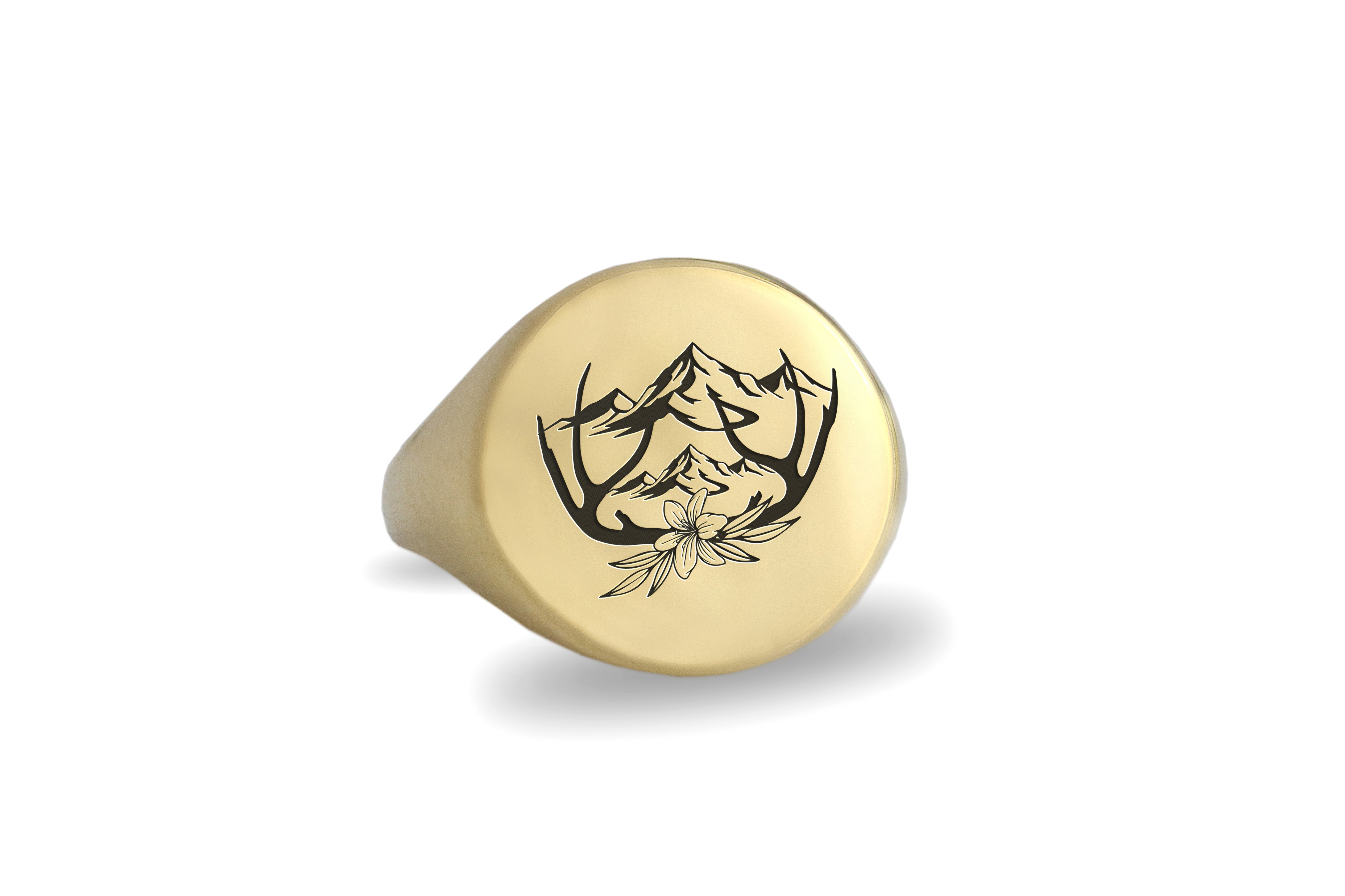 14k Gold Cervus Signet Ring