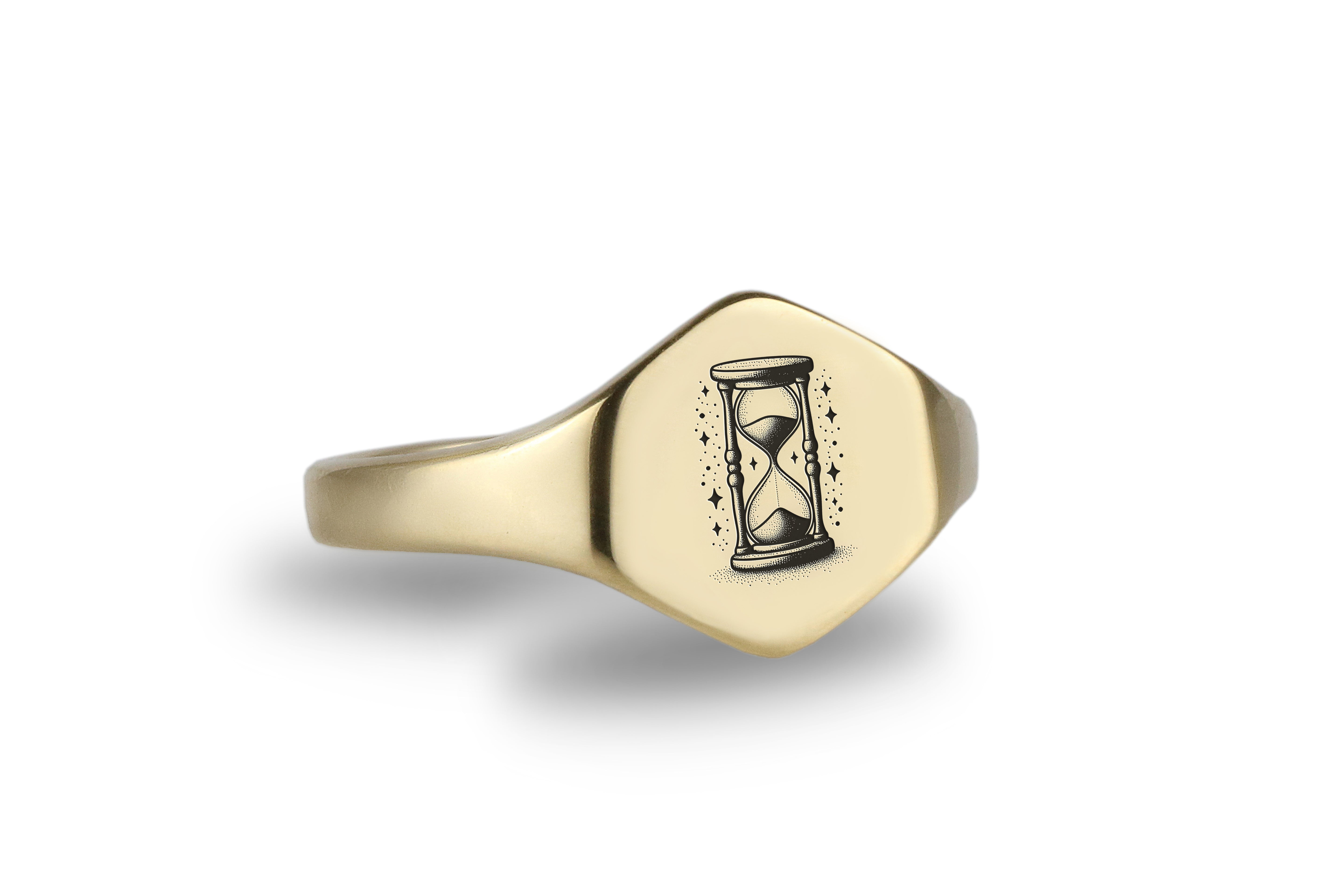 Engraved Hourglass Signet Ring