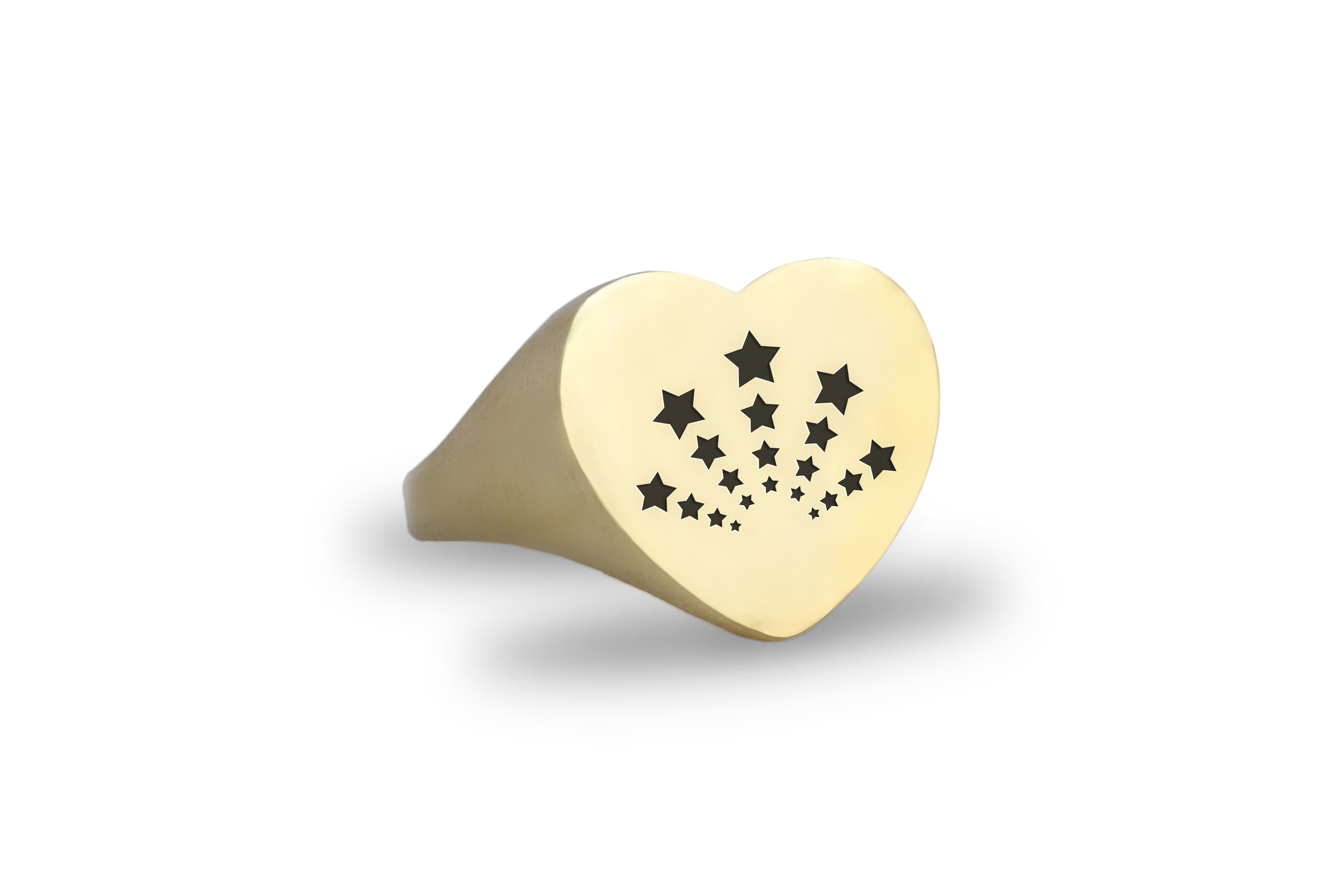 14k Gold Fallen Stars Signet Ring