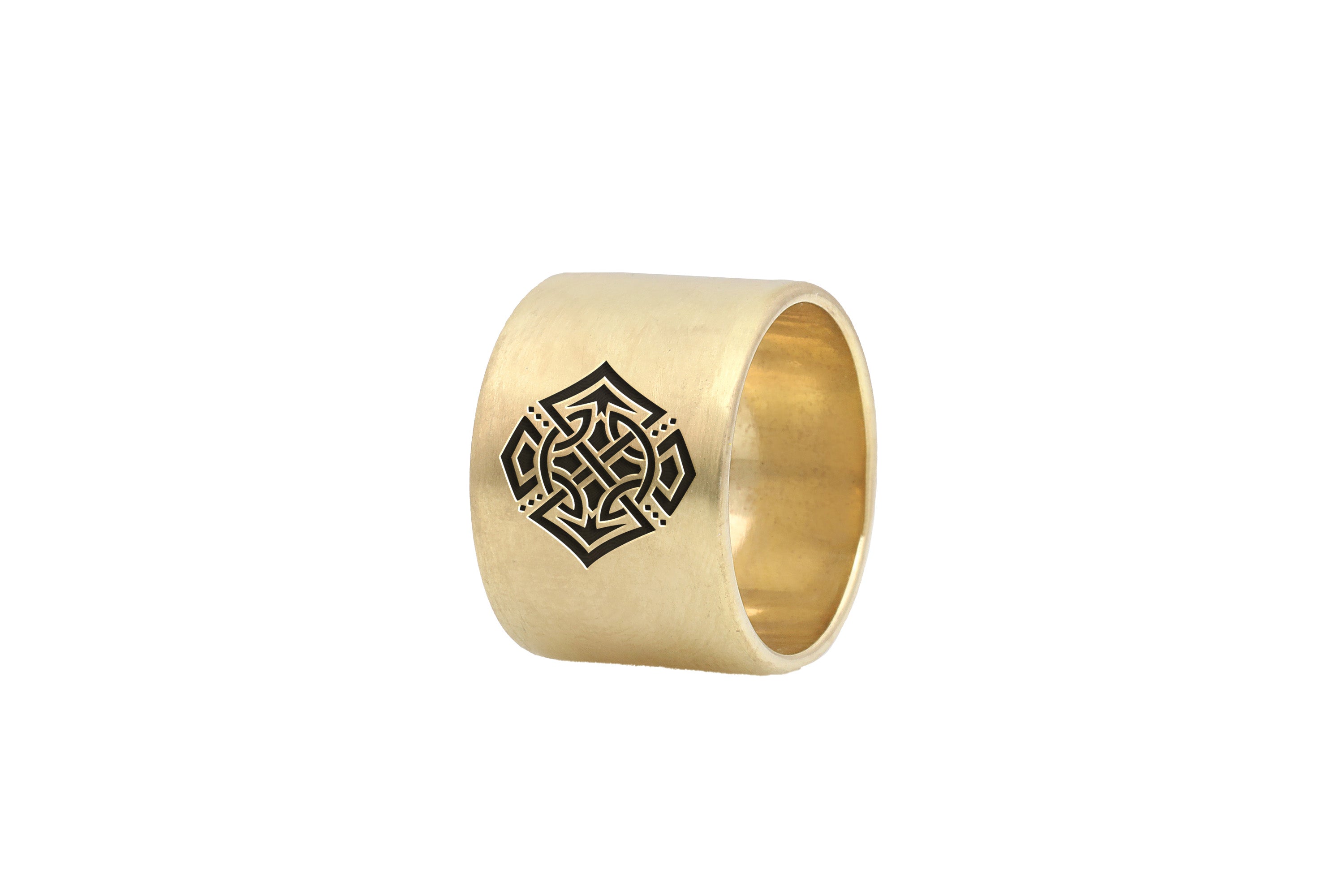 Celtic Symbol Brushed Gold Ring