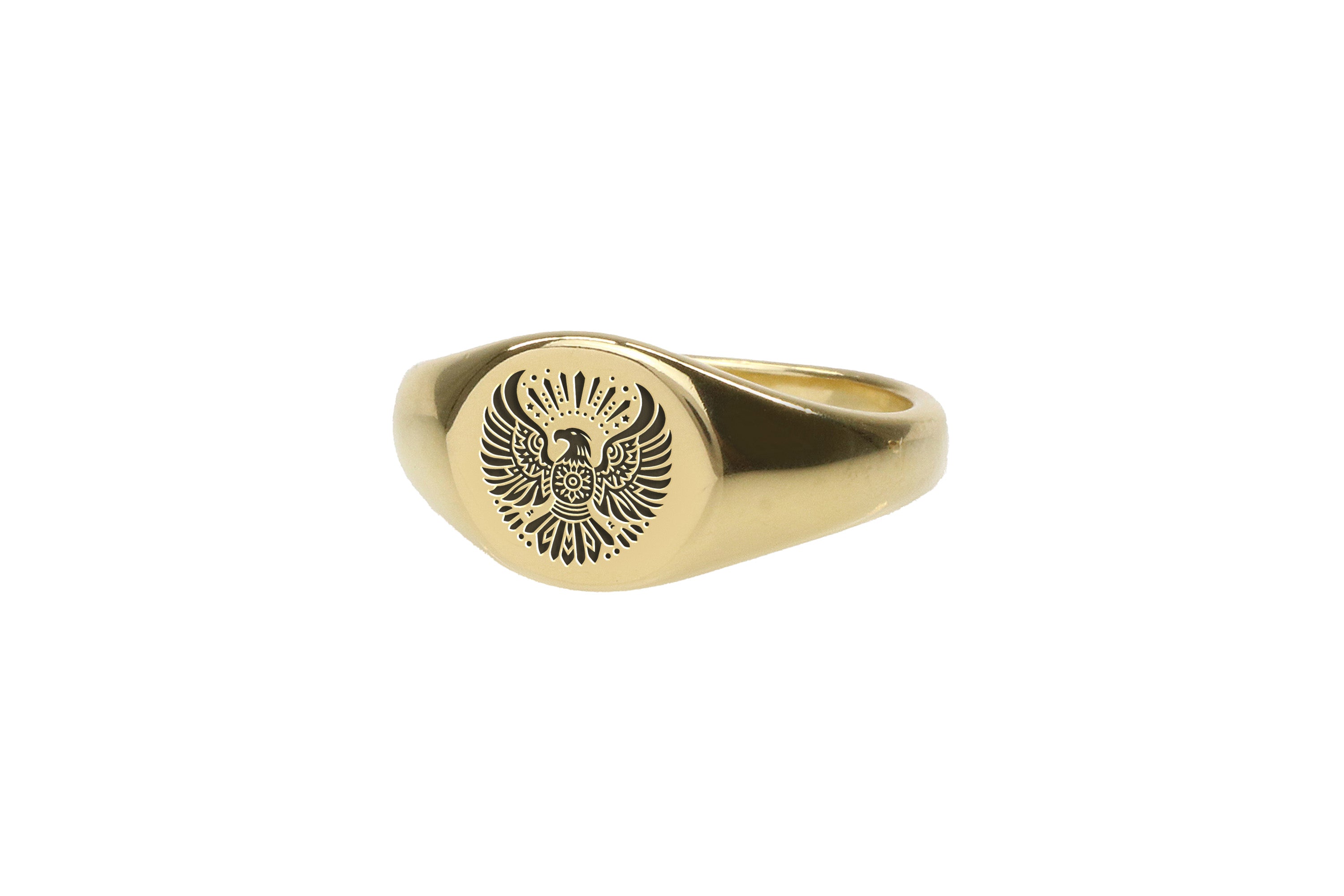 14k Gold Tribal Eagle Signet Ring