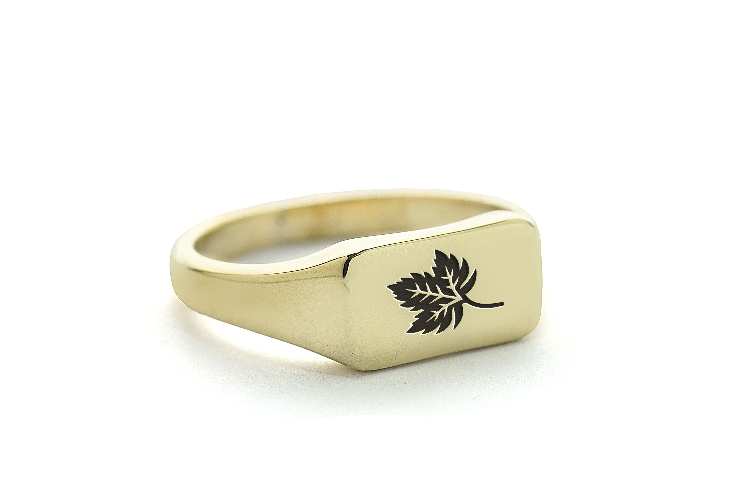Gold Maple Leaf Signet Ring