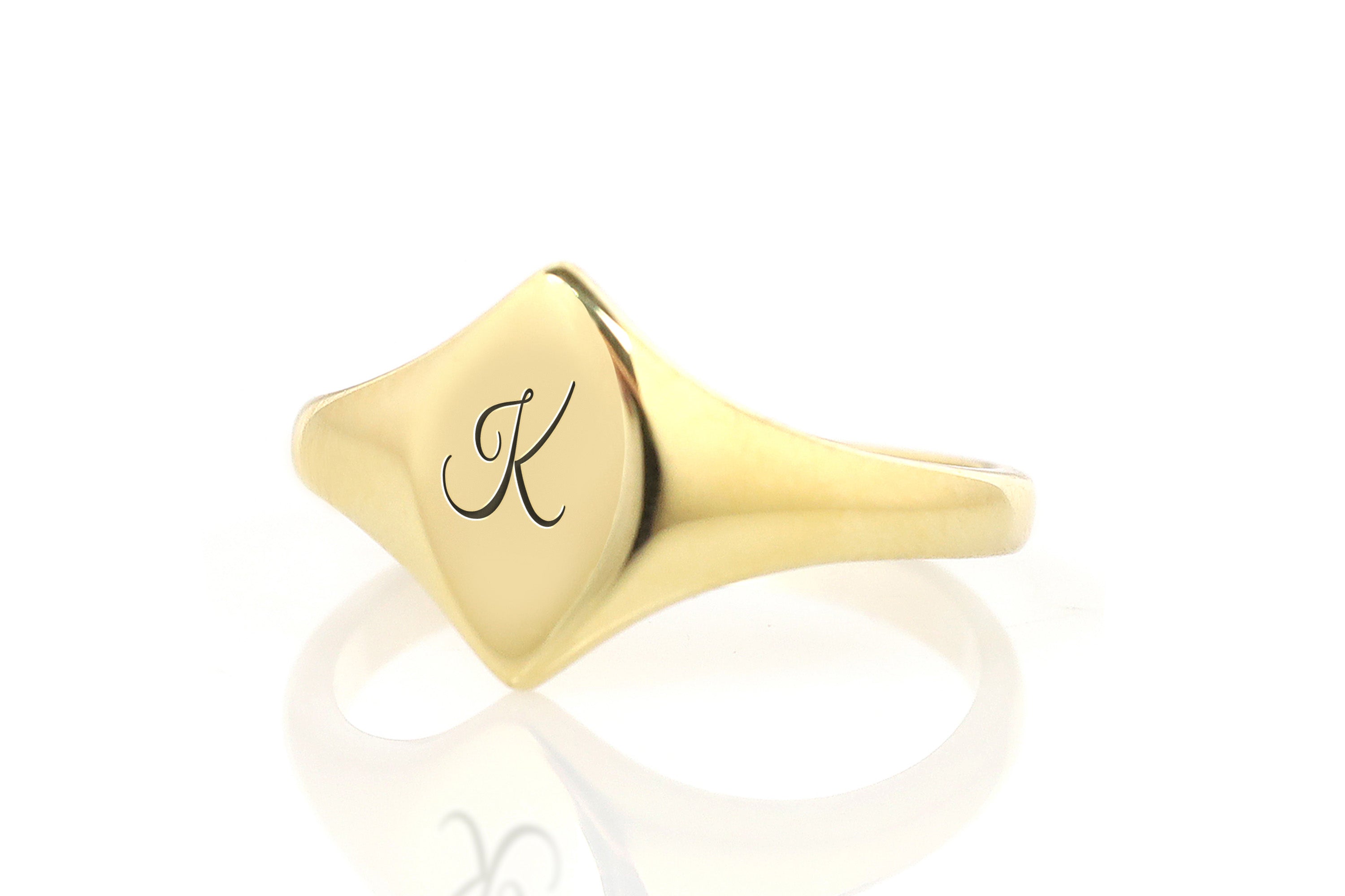 Engraved Letter Gold Signet Ring