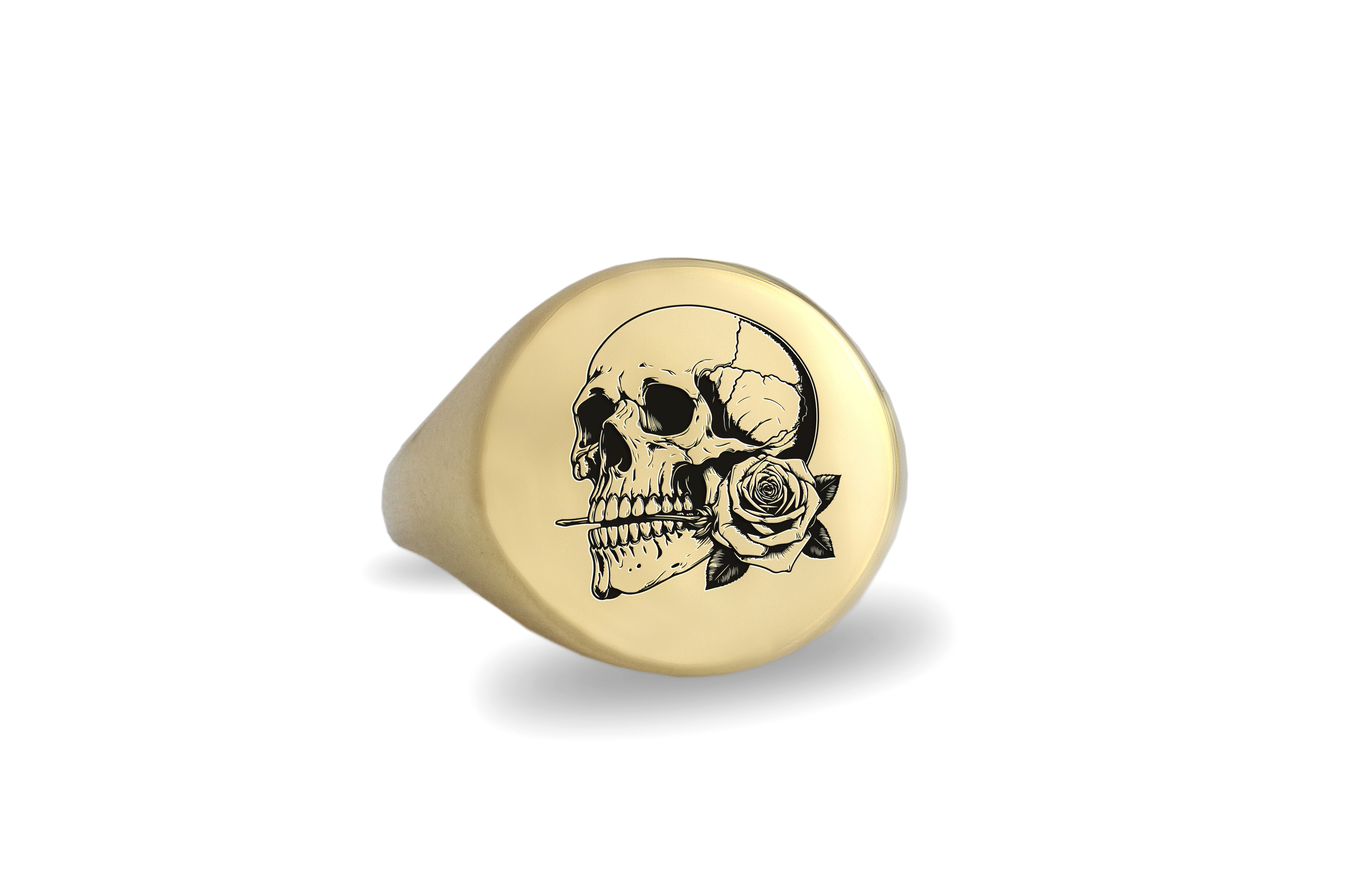 14k Gold Skull Signet Ring