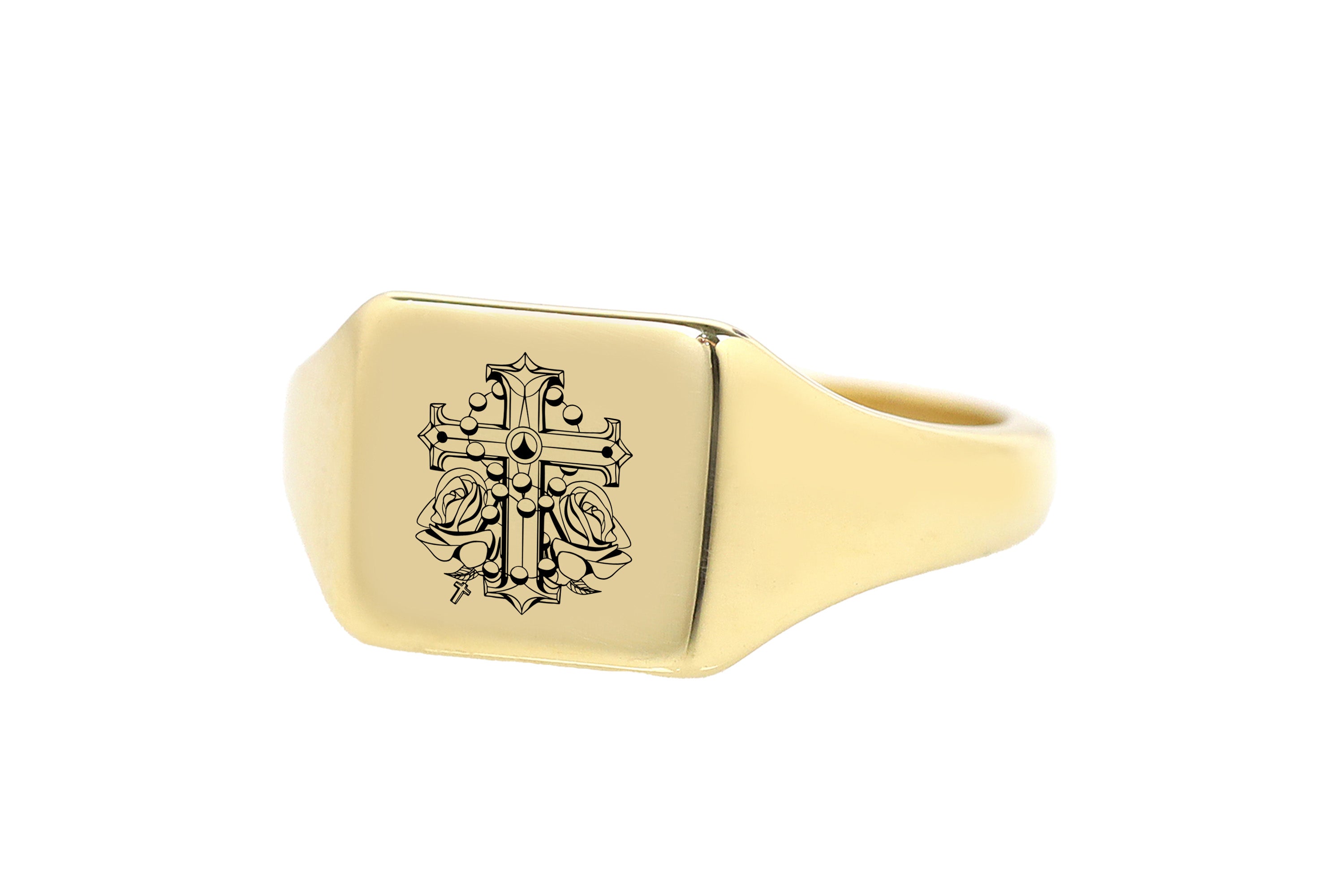 Chicano Cross Signet Ring