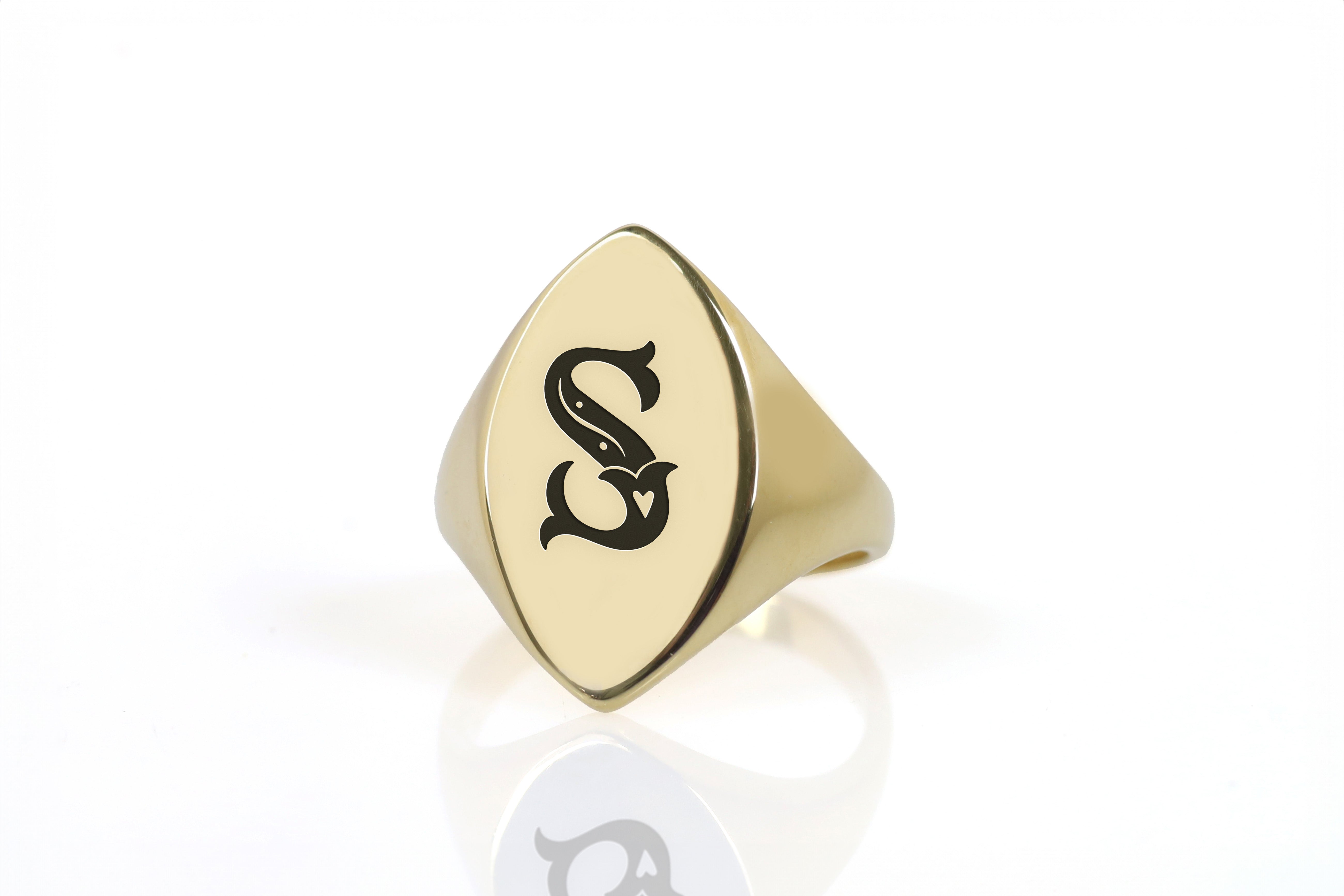 24k Gold Poker Letter Ring
