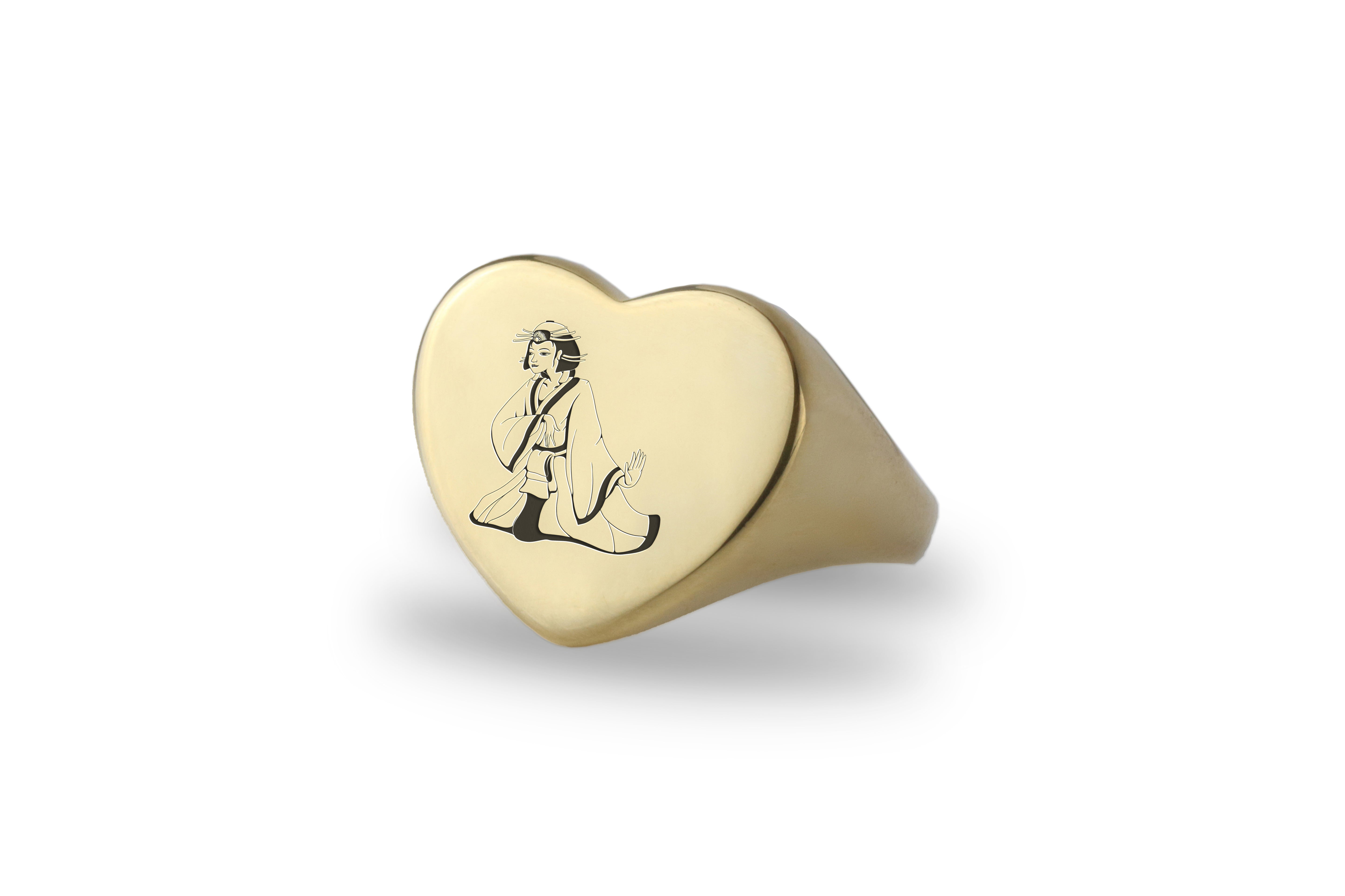 Engraved Japanese Geisha Ring