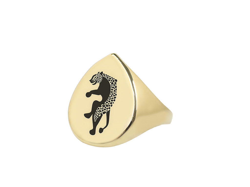 14k Gold Jaguar Signet Ring