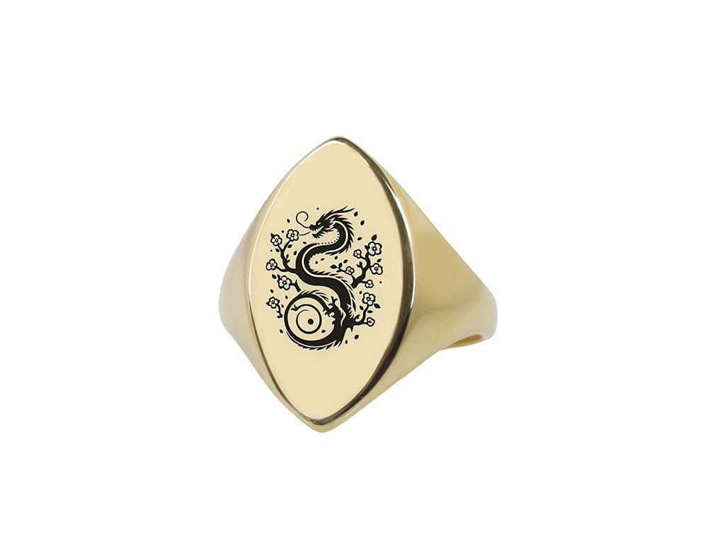 Engraved Dragon Signet Ring
