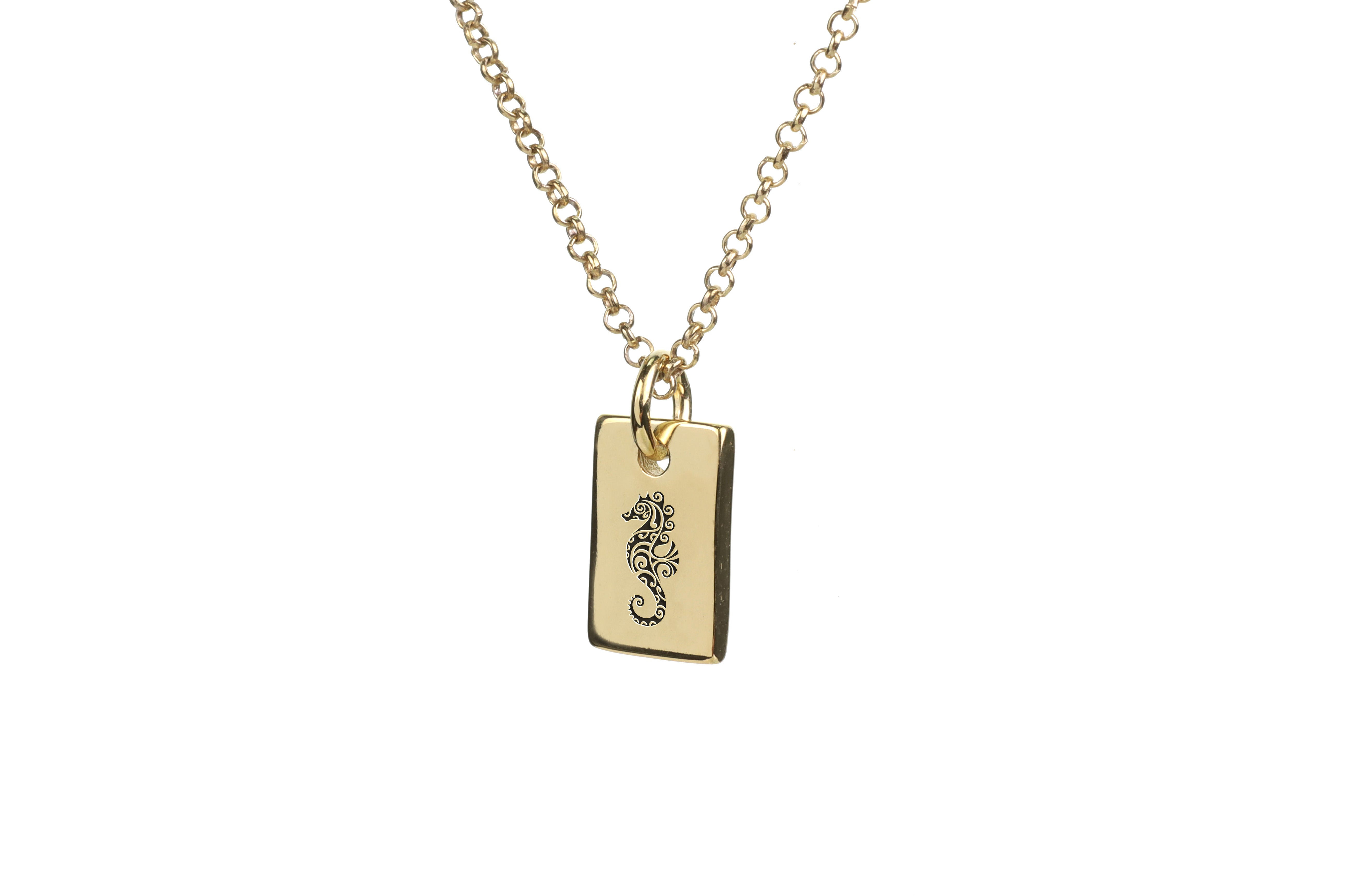 14k Gold Maori Sea Horse Necklace