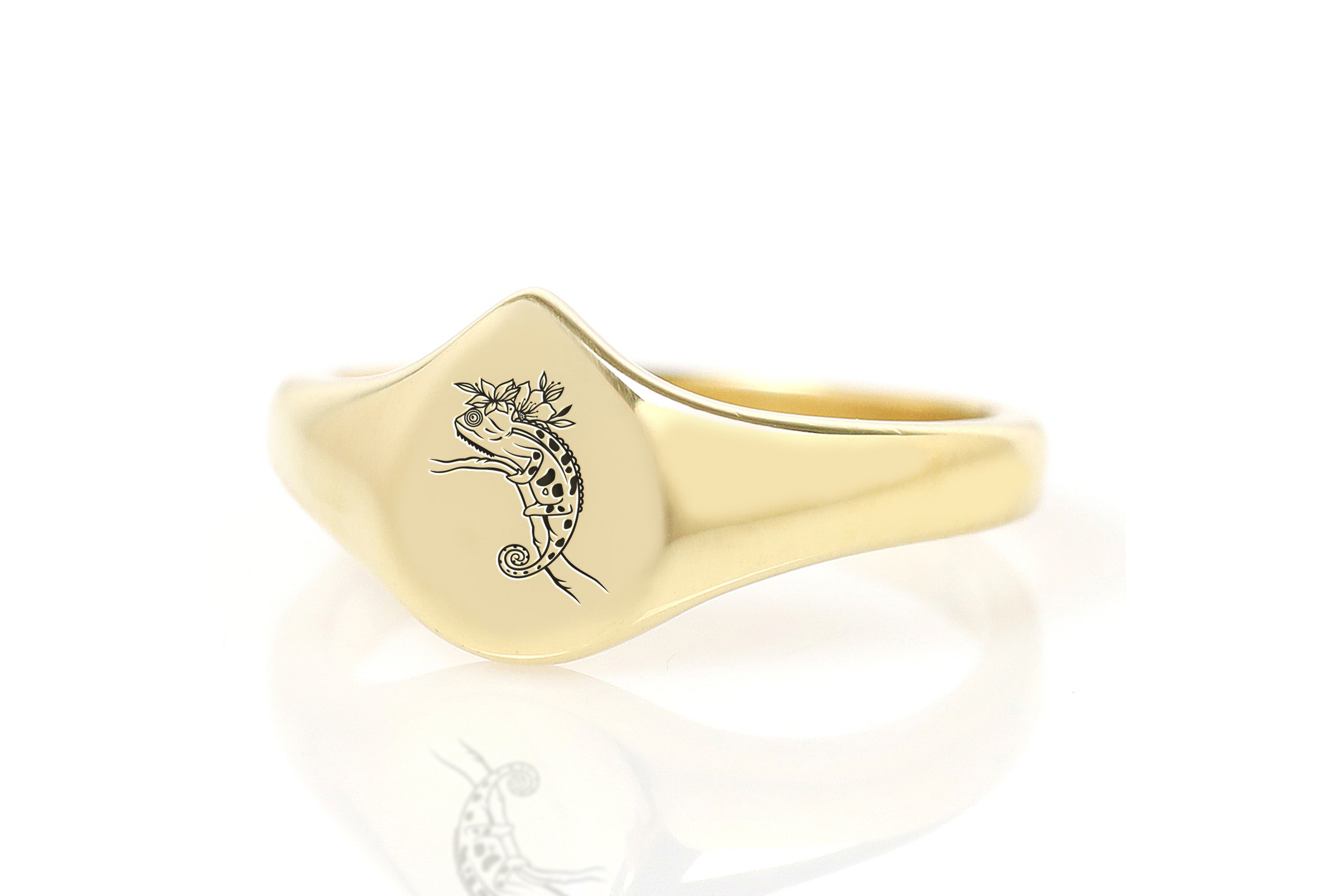 Engraved Iguana Gold Ring
