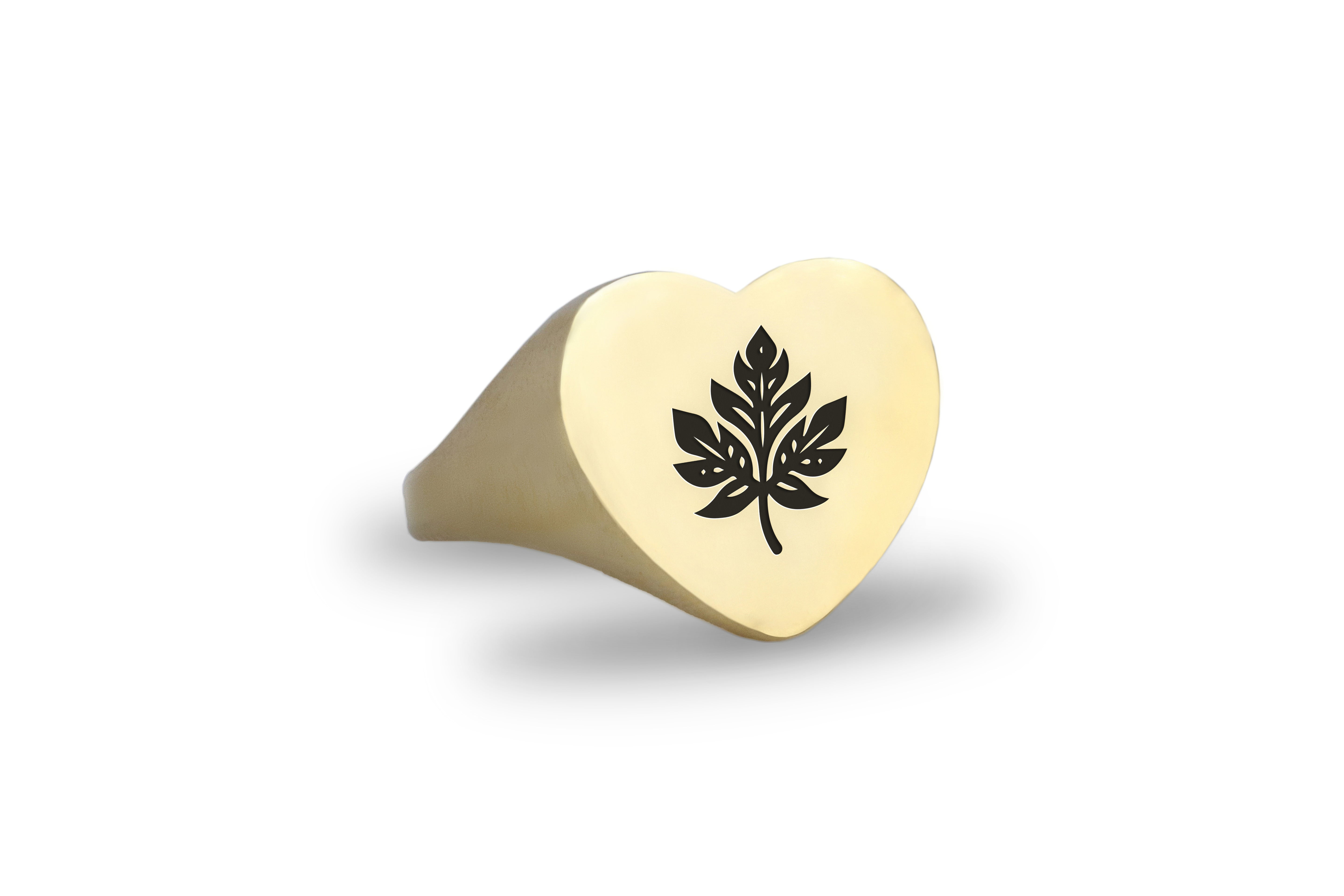 14k Gold Leaf Signet Ring