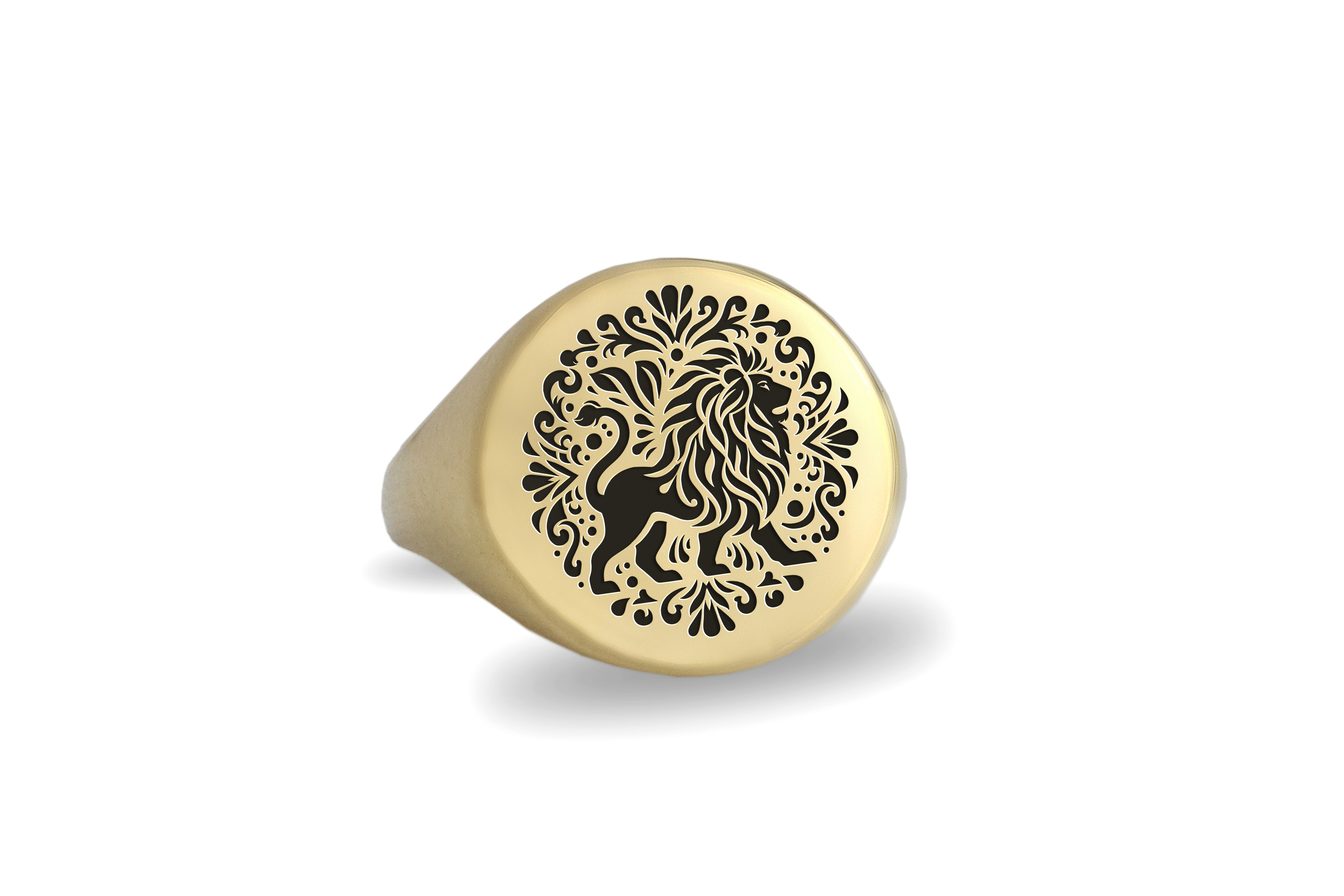 Gold Lion Tribal Signet Ring
