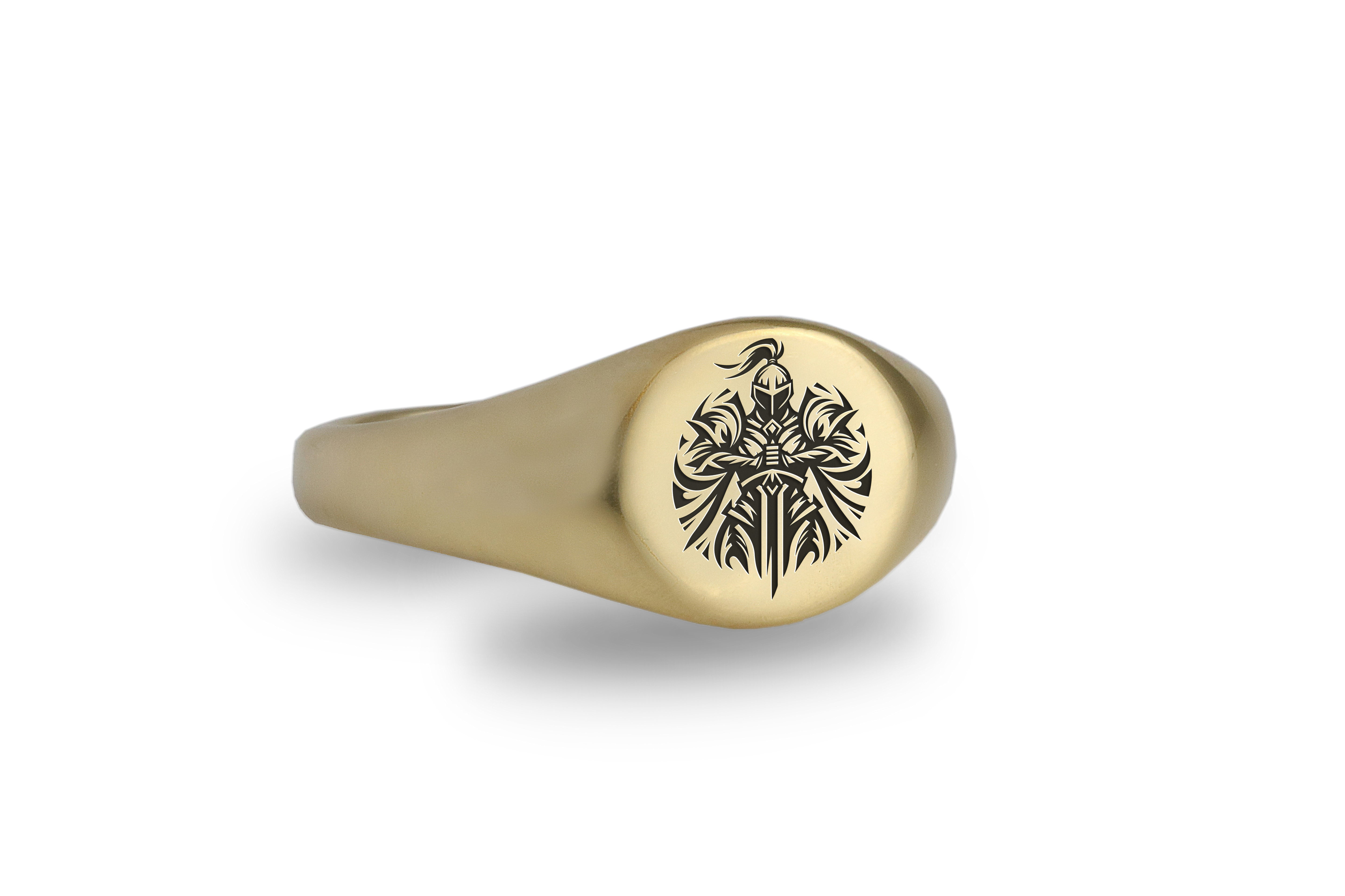 14k Gold Knight Signet Ring