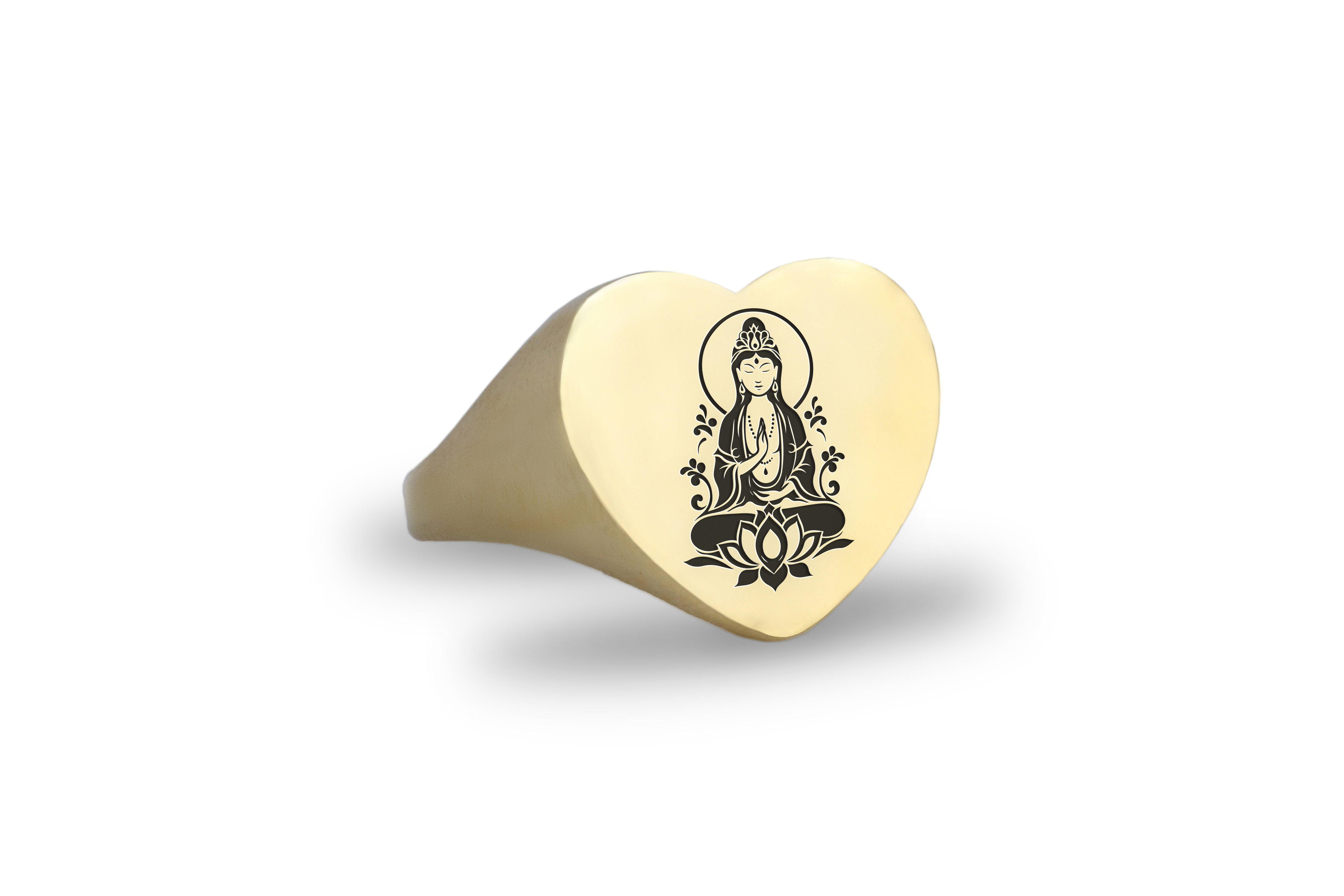 Kuan Yin Gold Signet Ring