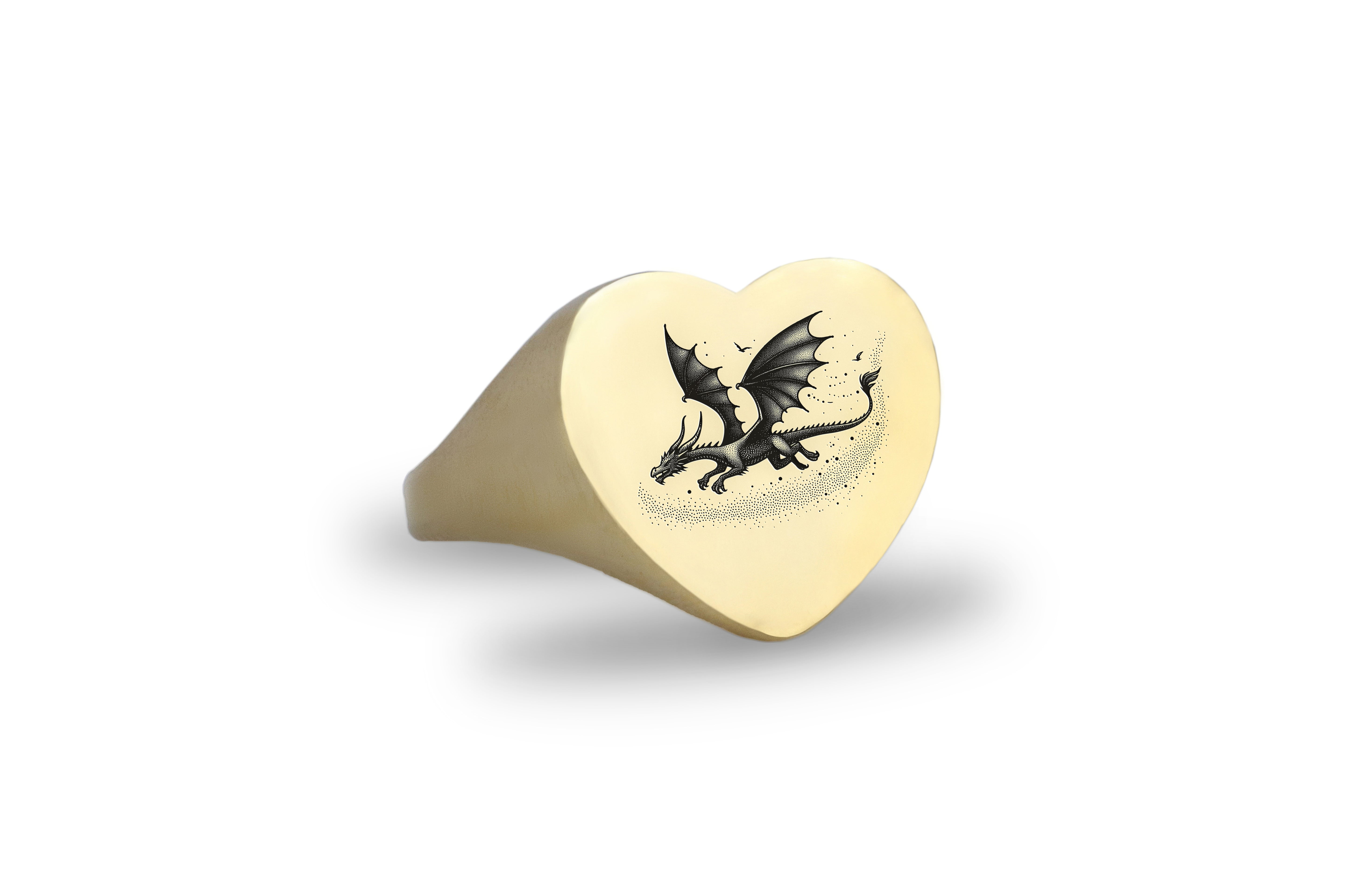 Fantasy Dragon Gold Signet Ring