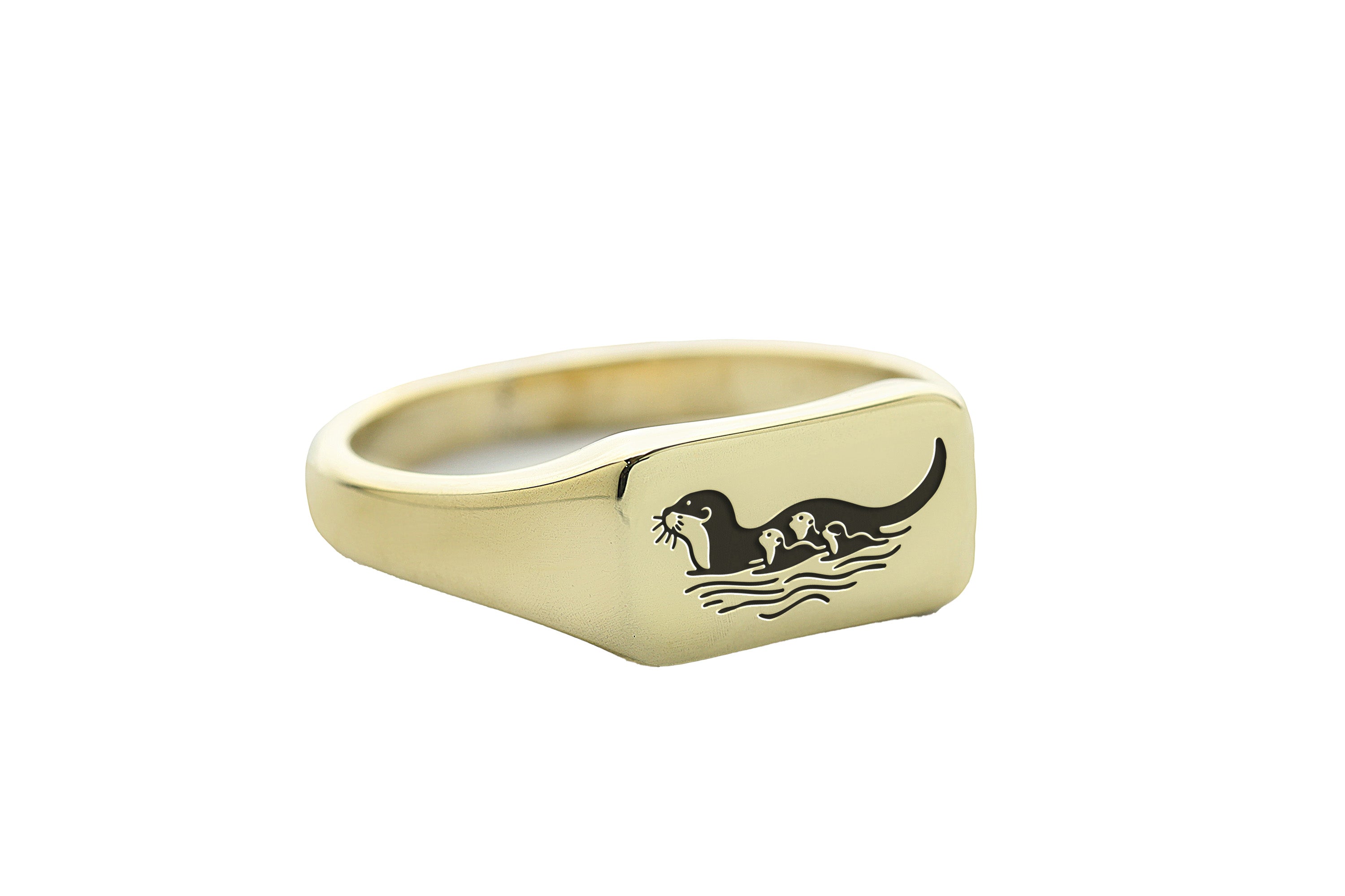 Otter Family Gold Signet Ring