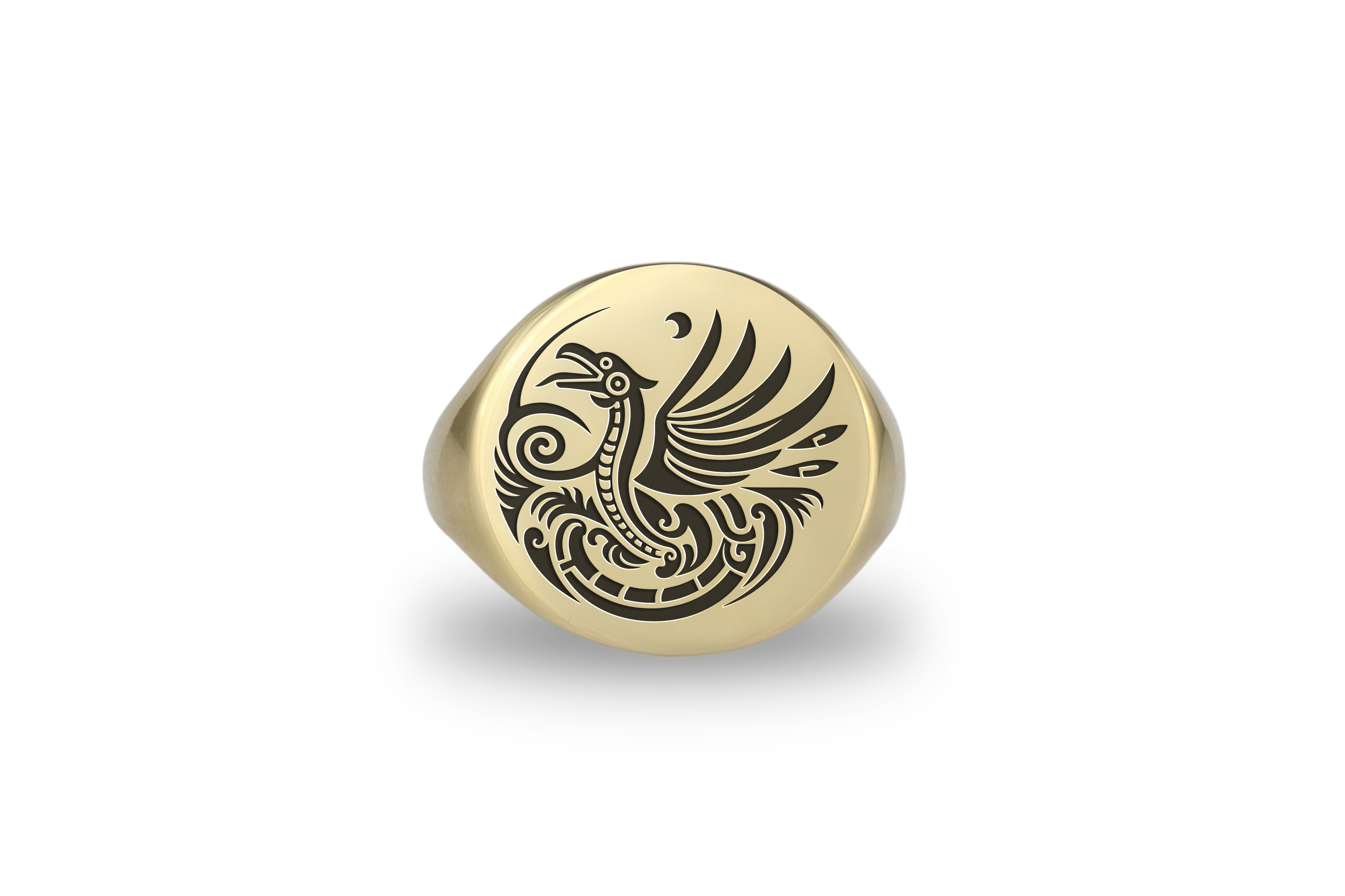 14k Gold Aztec Signet Ring