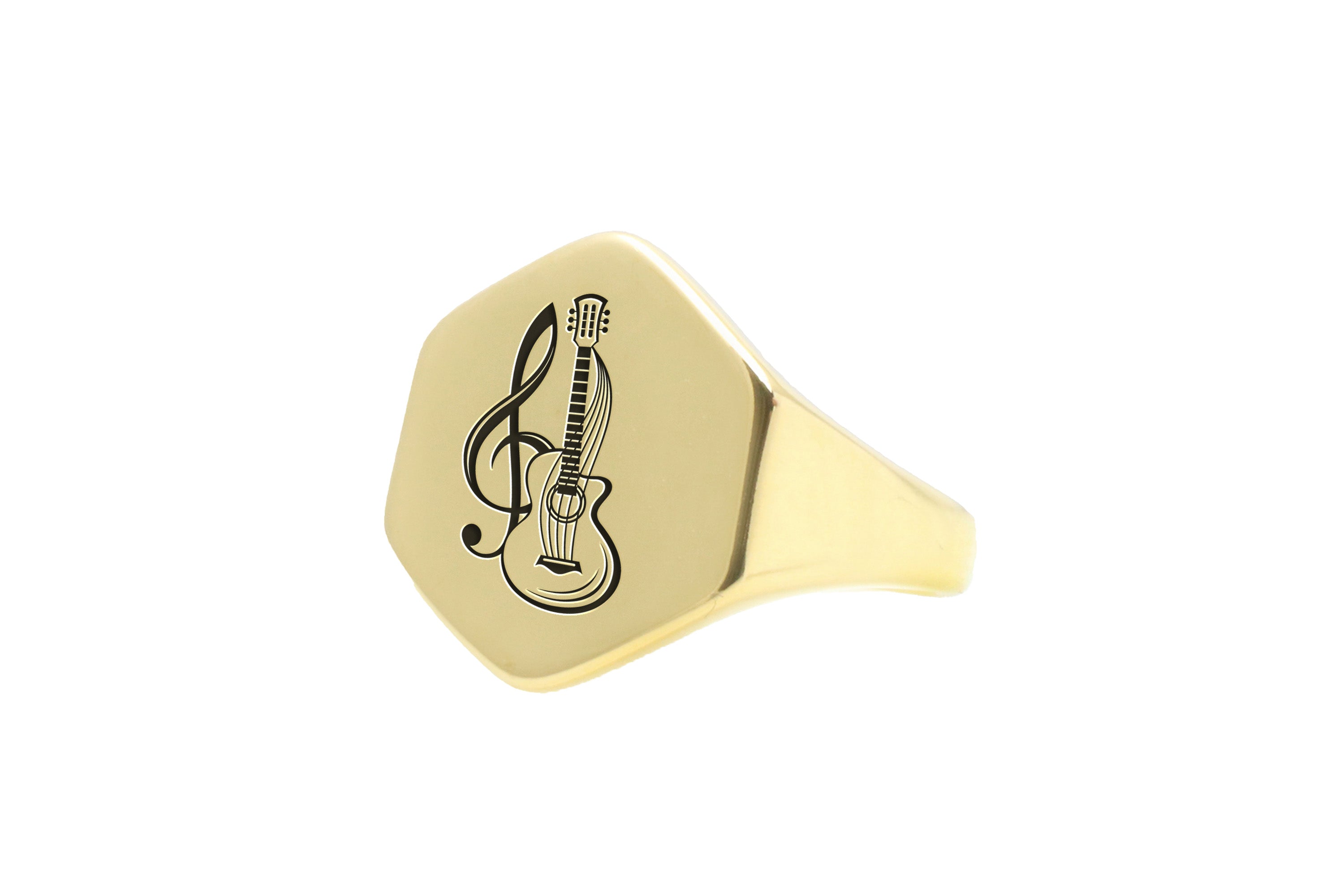 14k Gold Guitar Signet Ring