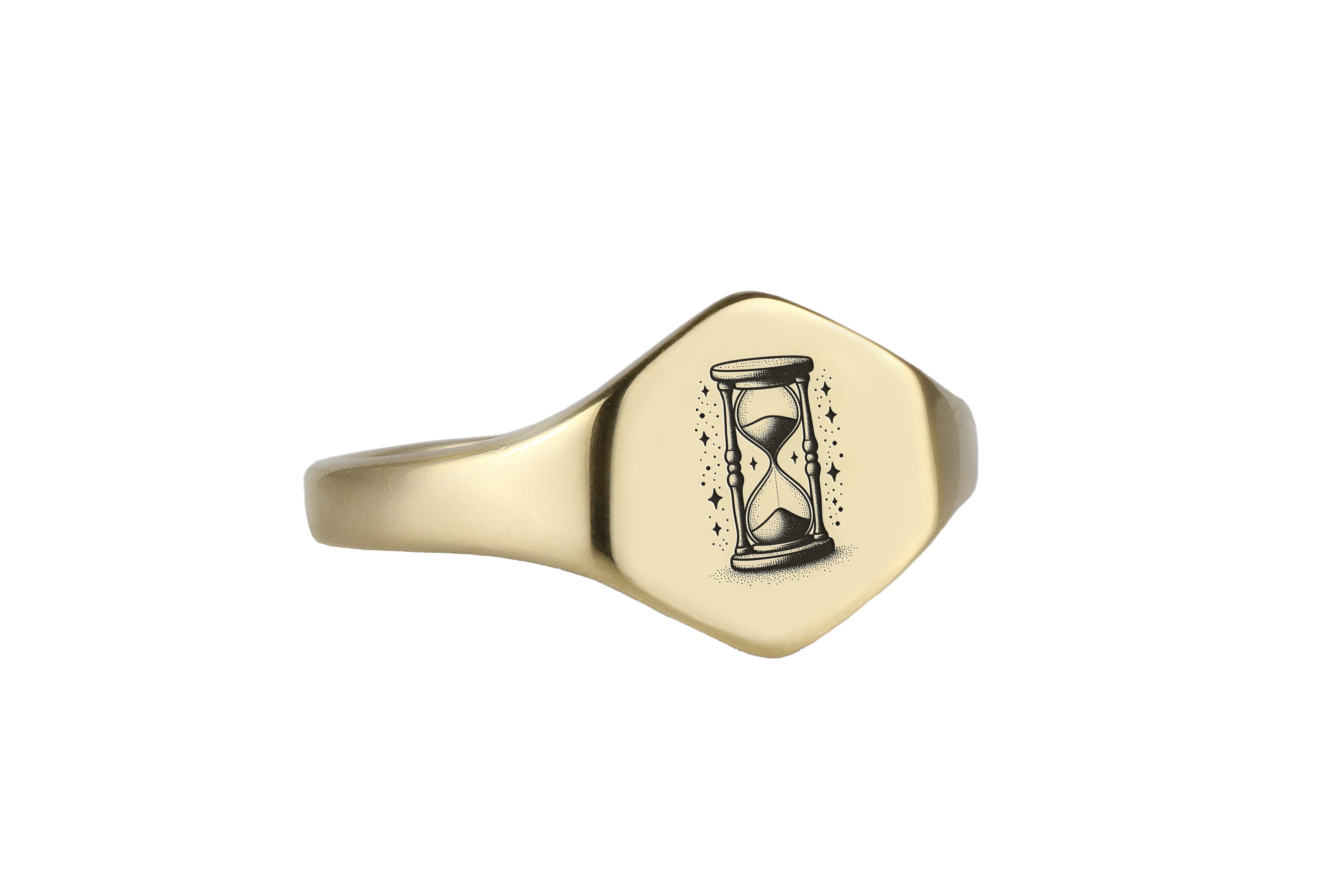 Engraved Hourglass Signet Ring