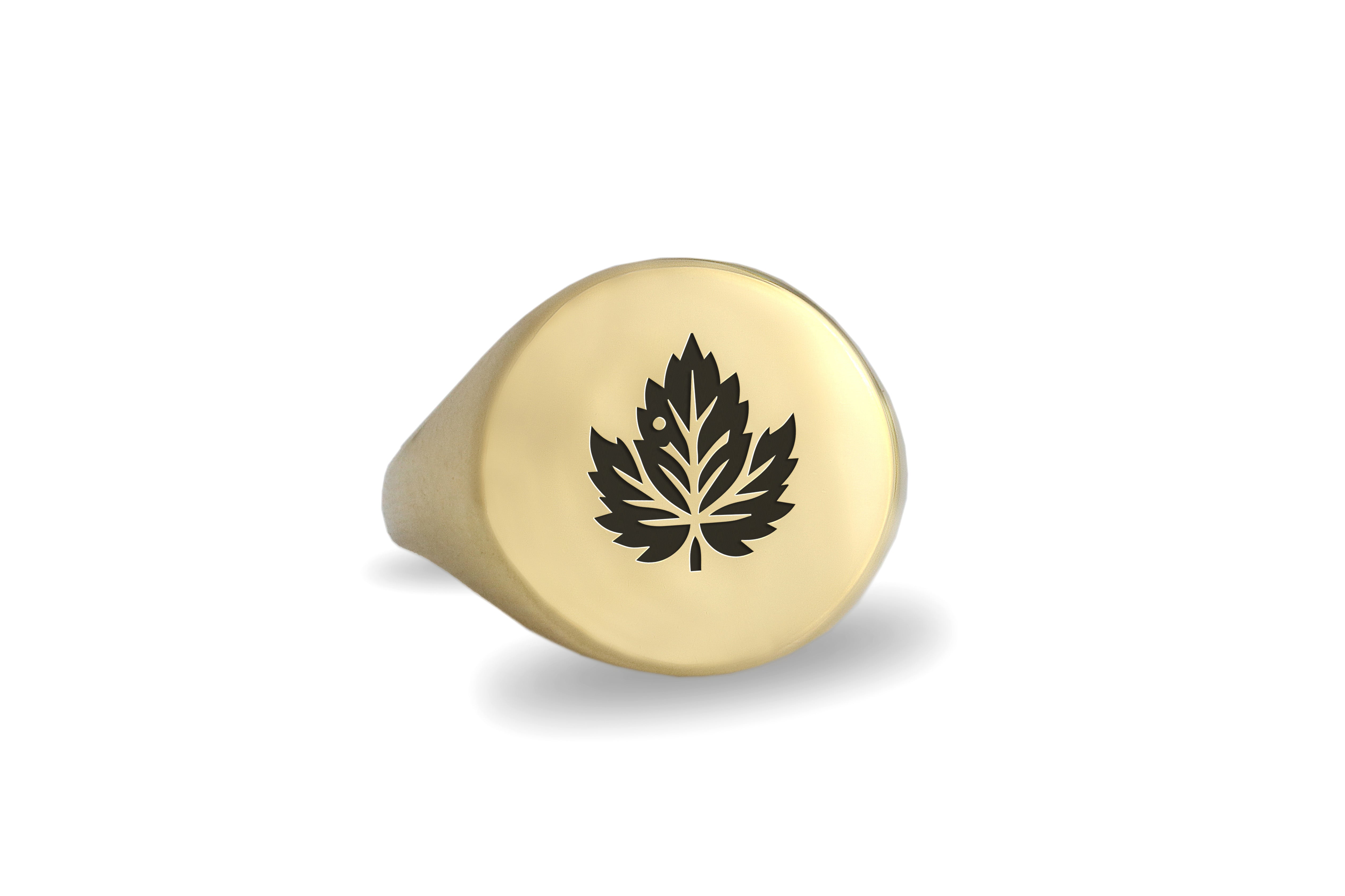 Engraved Leaf Signet Ring