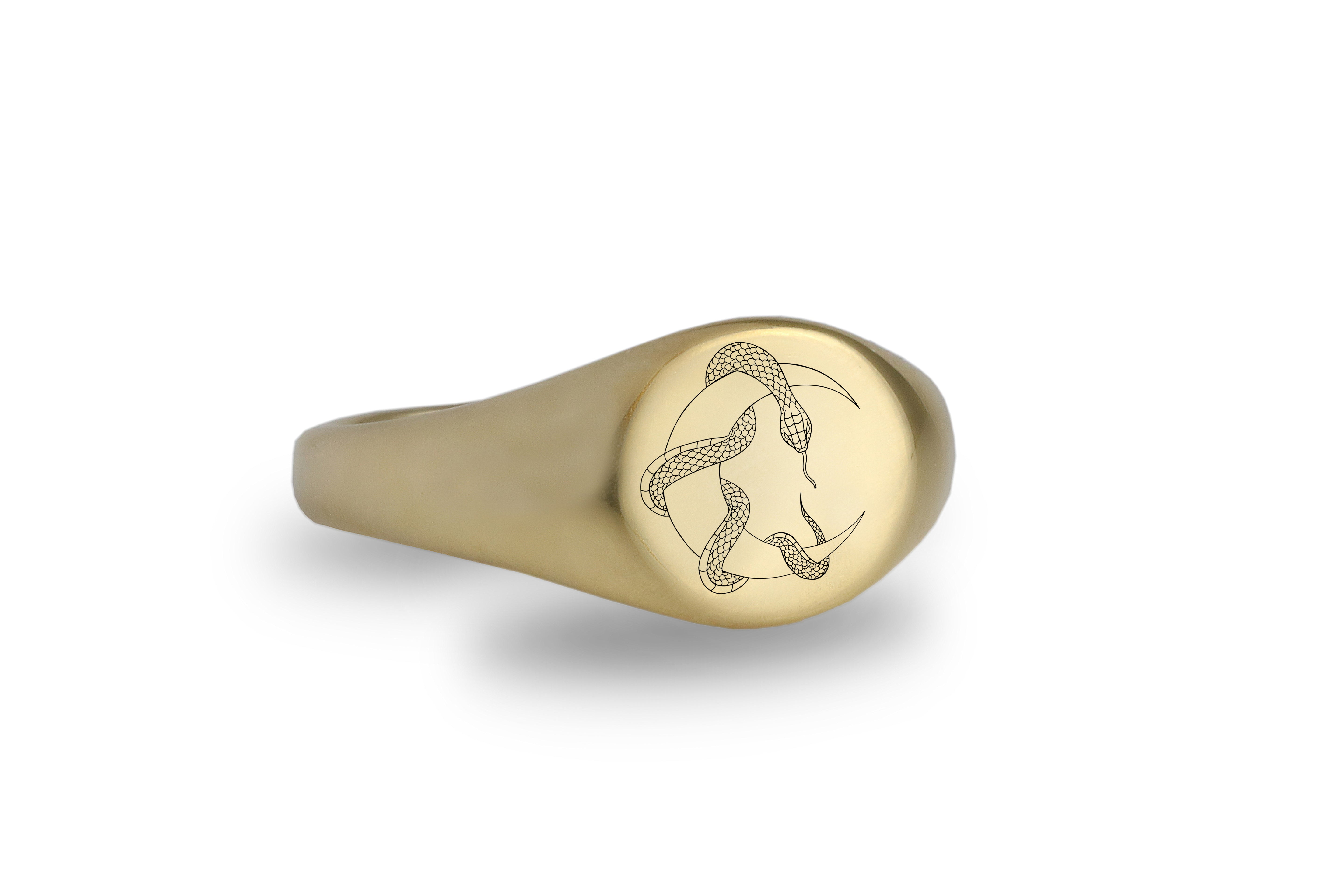 14k Gold Snake Signet Ring