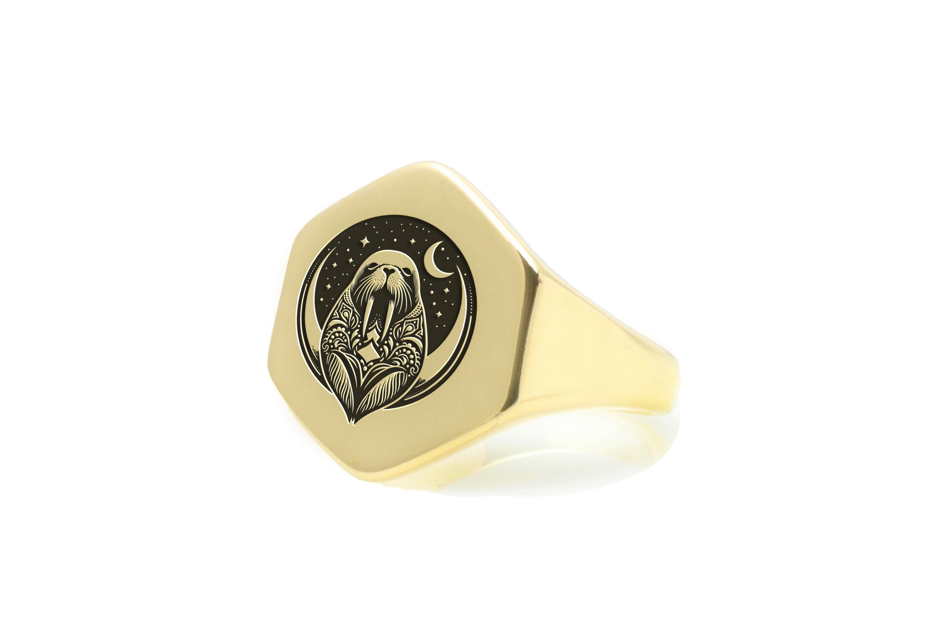 Engraved Seal Gold Ring