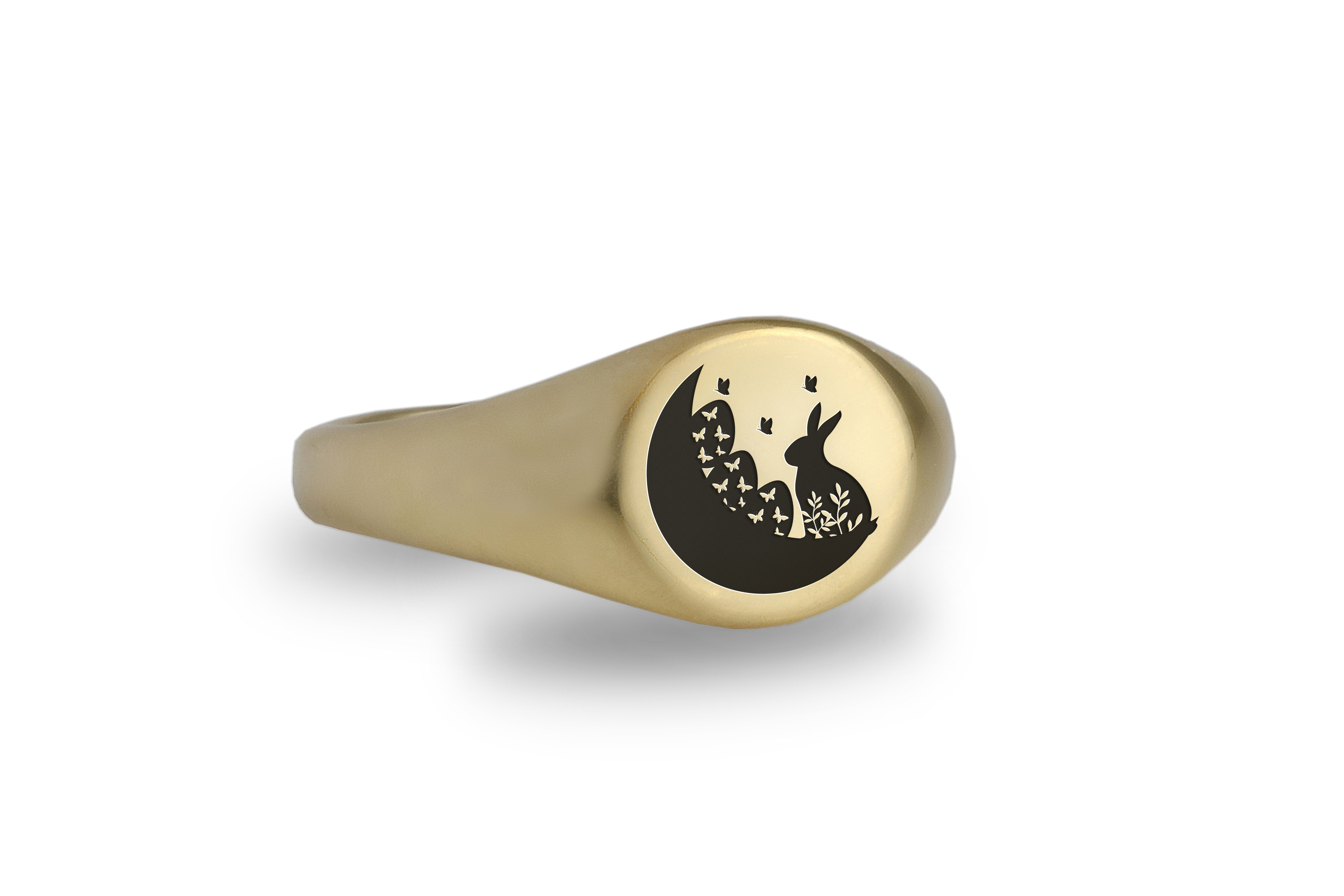 14k Gold Bunny Signet Ring