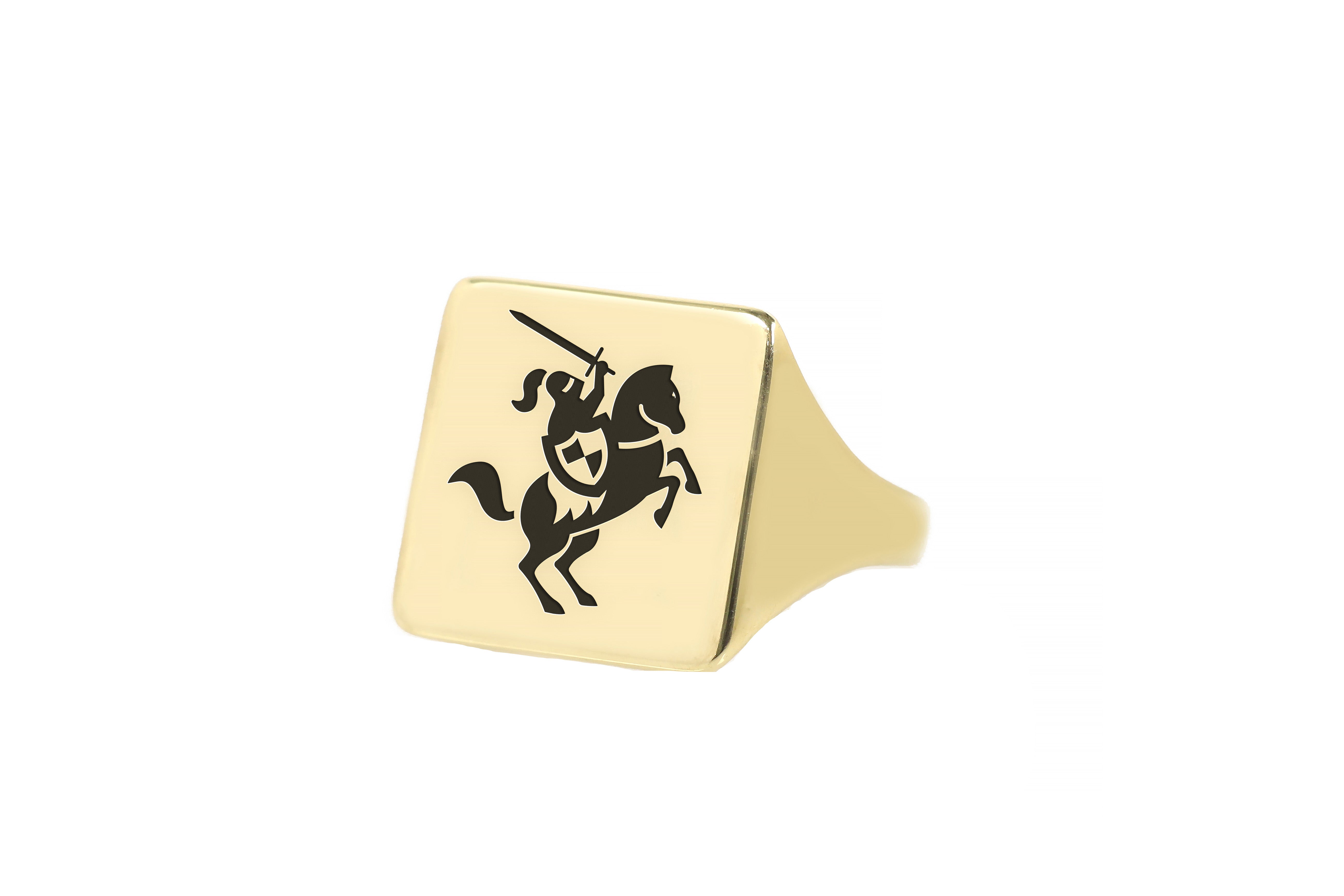 Engraved Knight Signet Ring