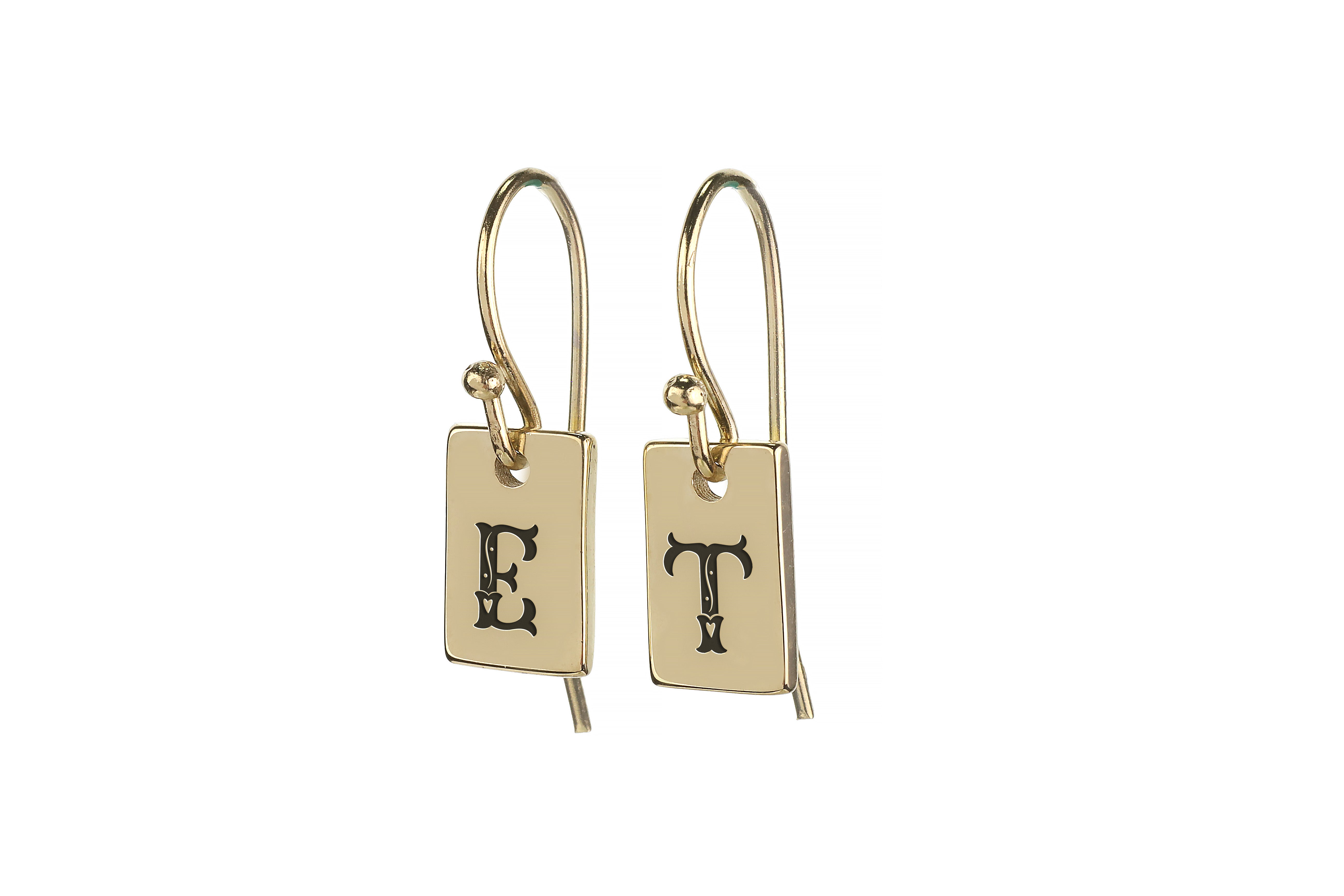 Engraved Poker Letter Earrings