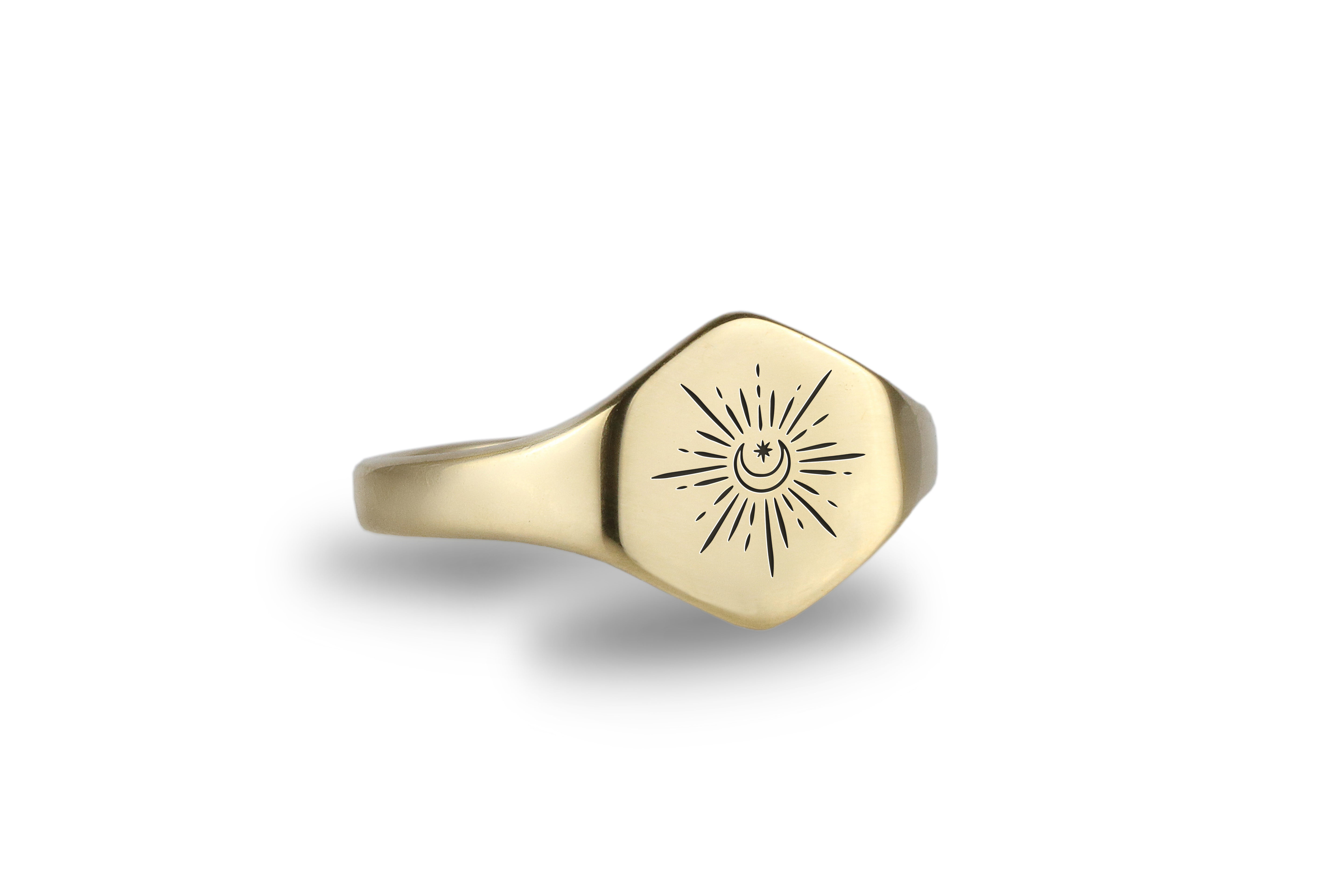 Engraved Moon Ring