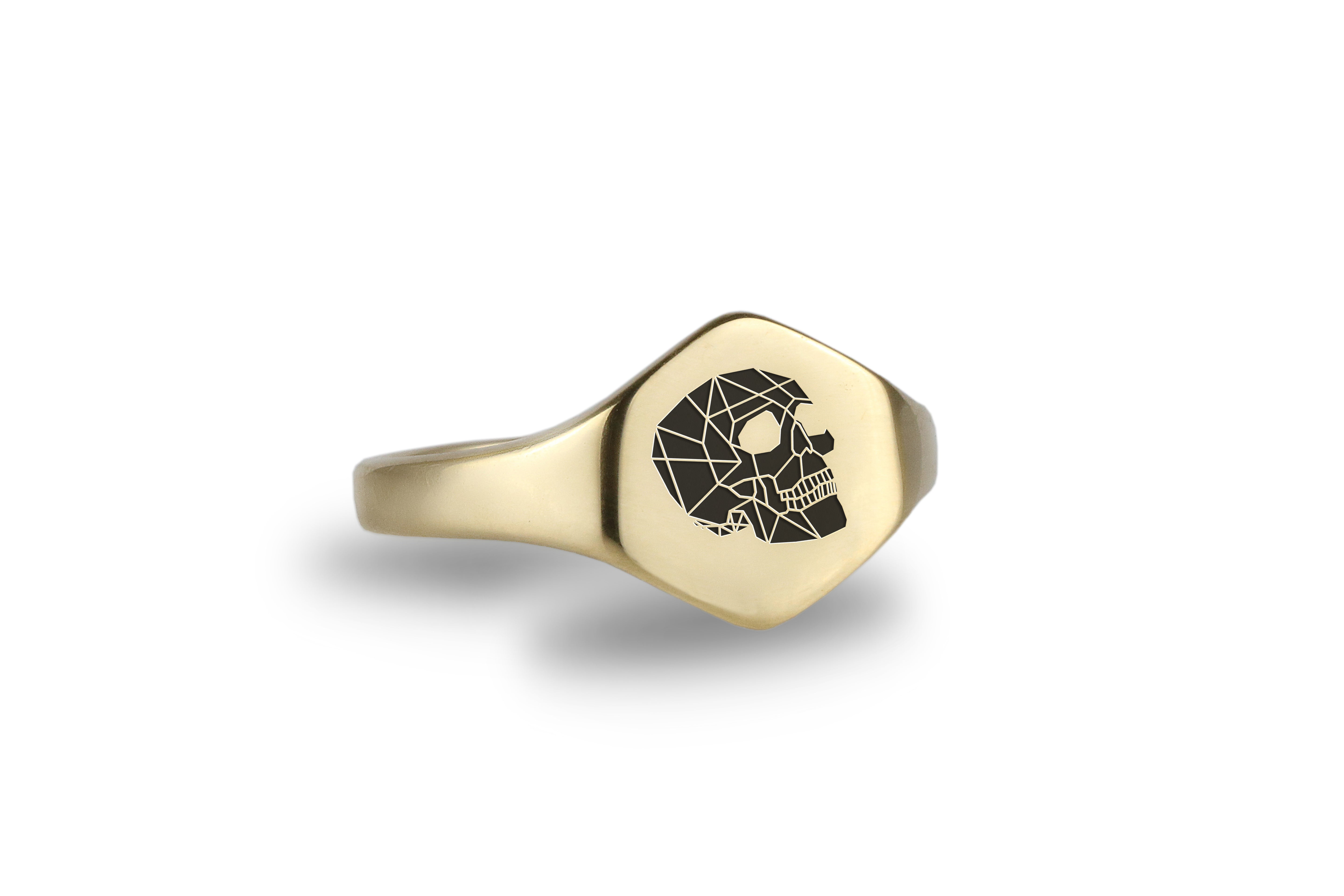 14k Gold Skull Signet Ring