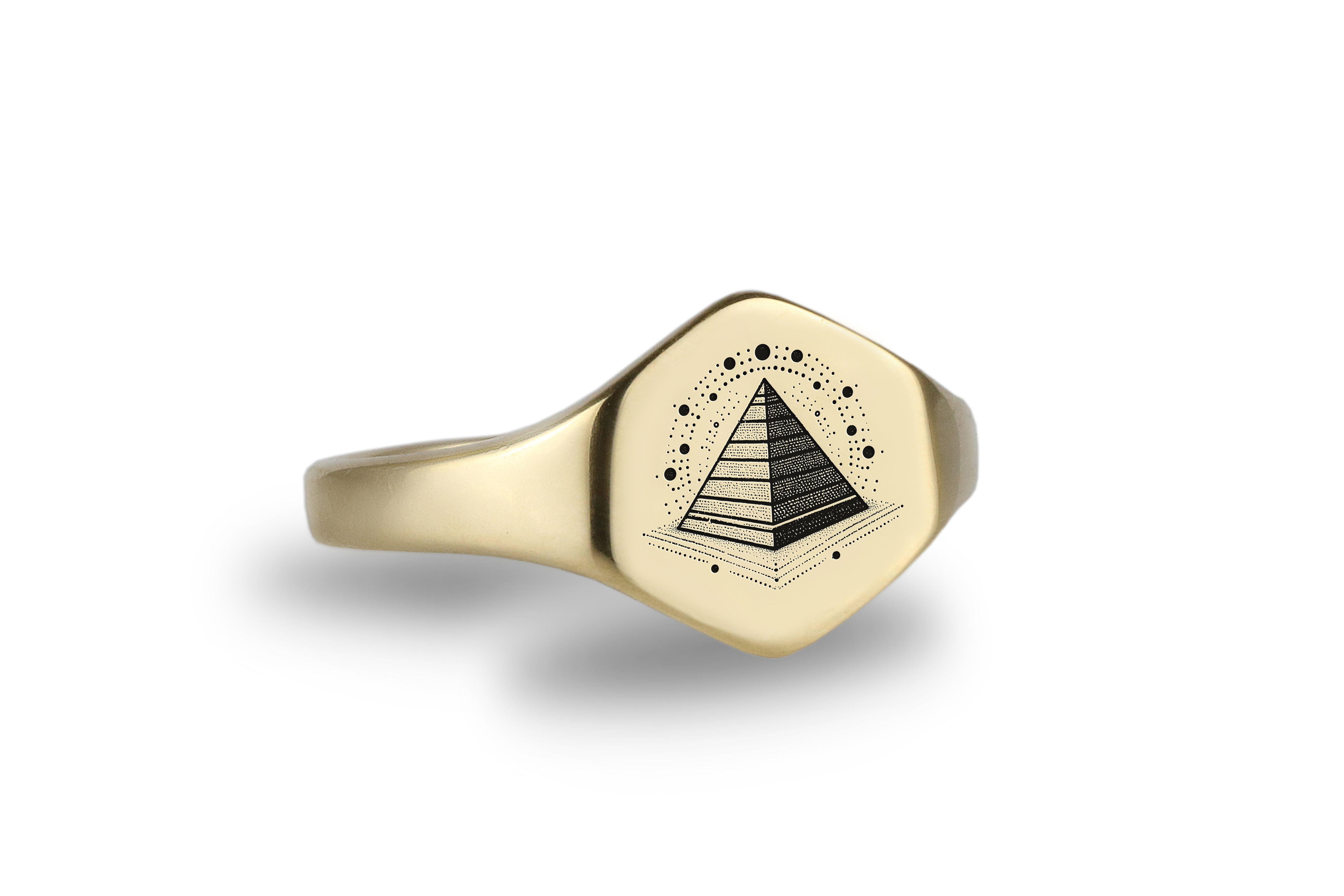 Pyramid Hexagon Gold Ring