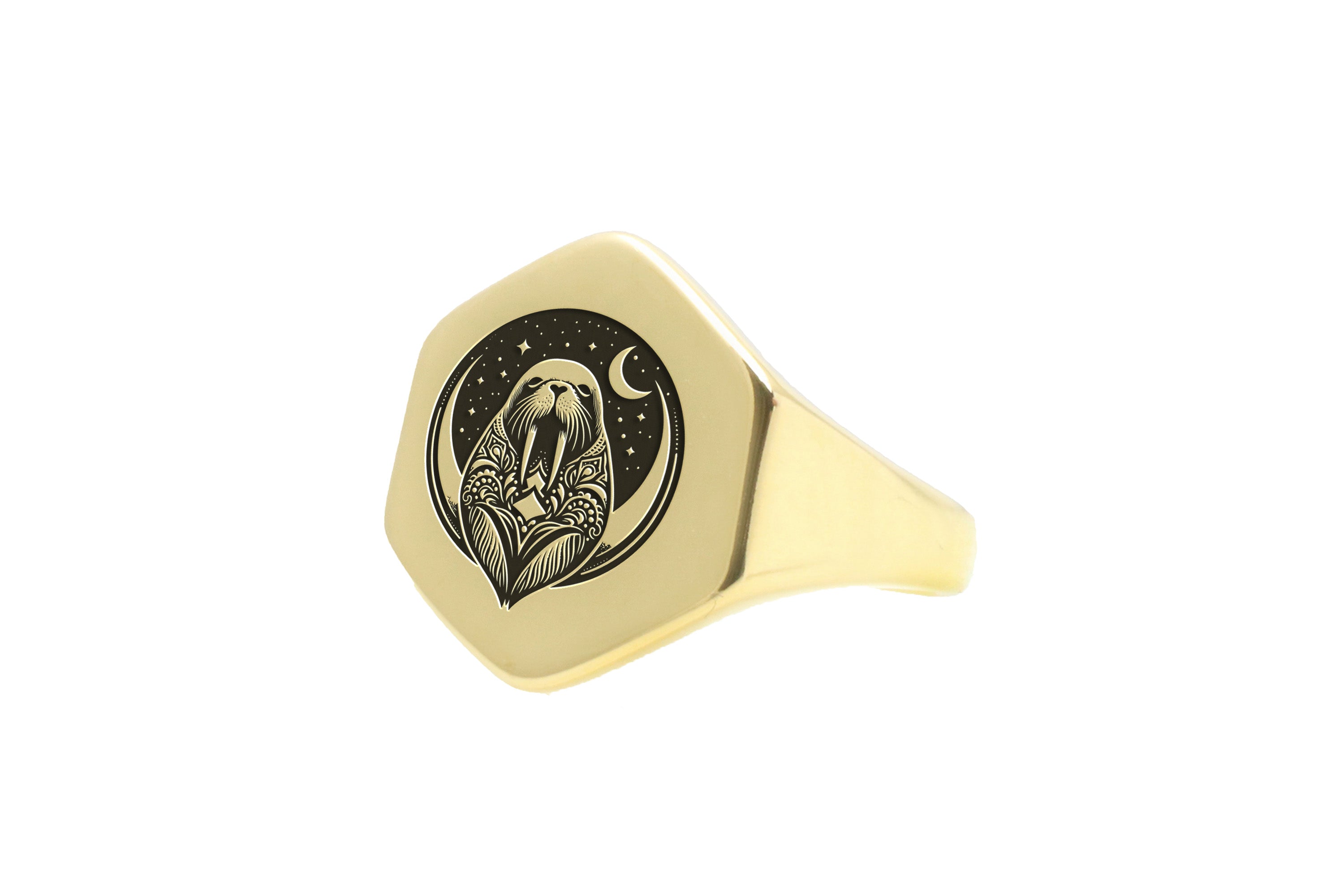 Engraved Seal Gold Ring