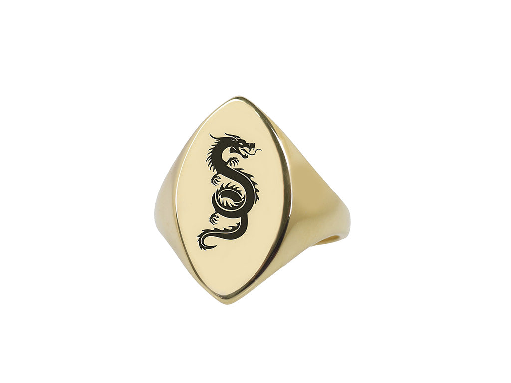 Engraved Dragon Signet Ring
