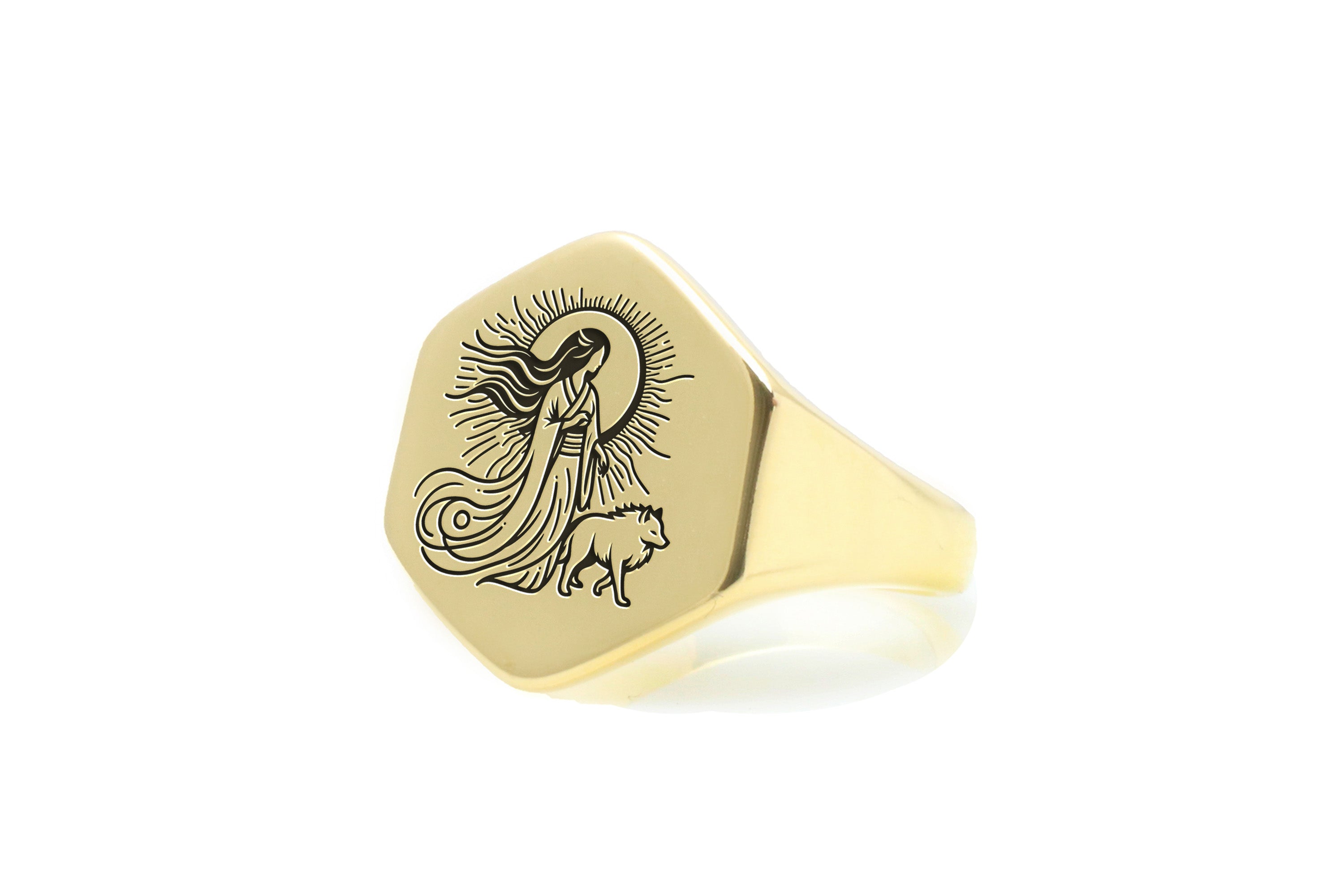 14k Gold Amaterasu Signet Ring
