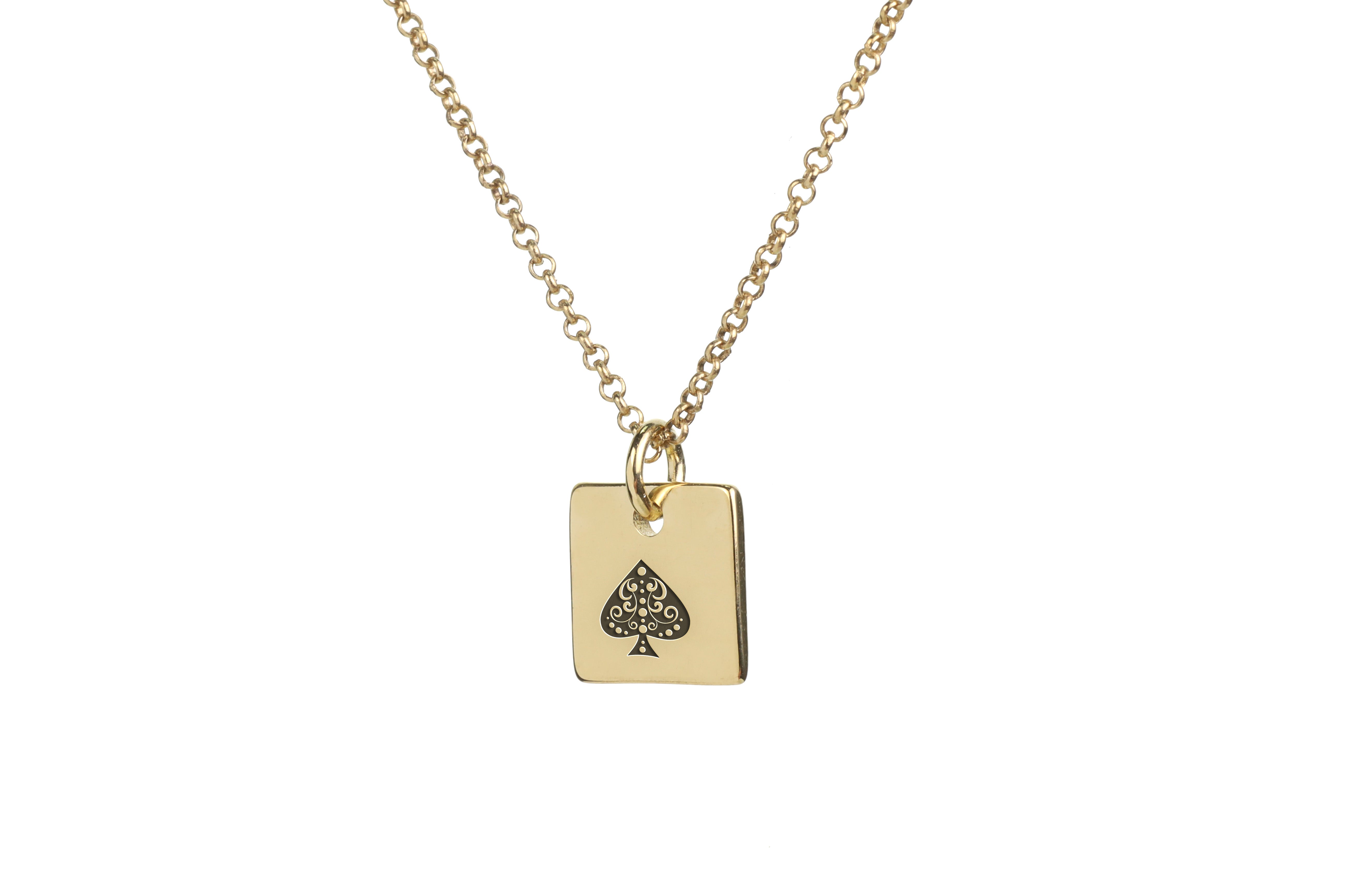 14k Gold Poker Spade Necklace