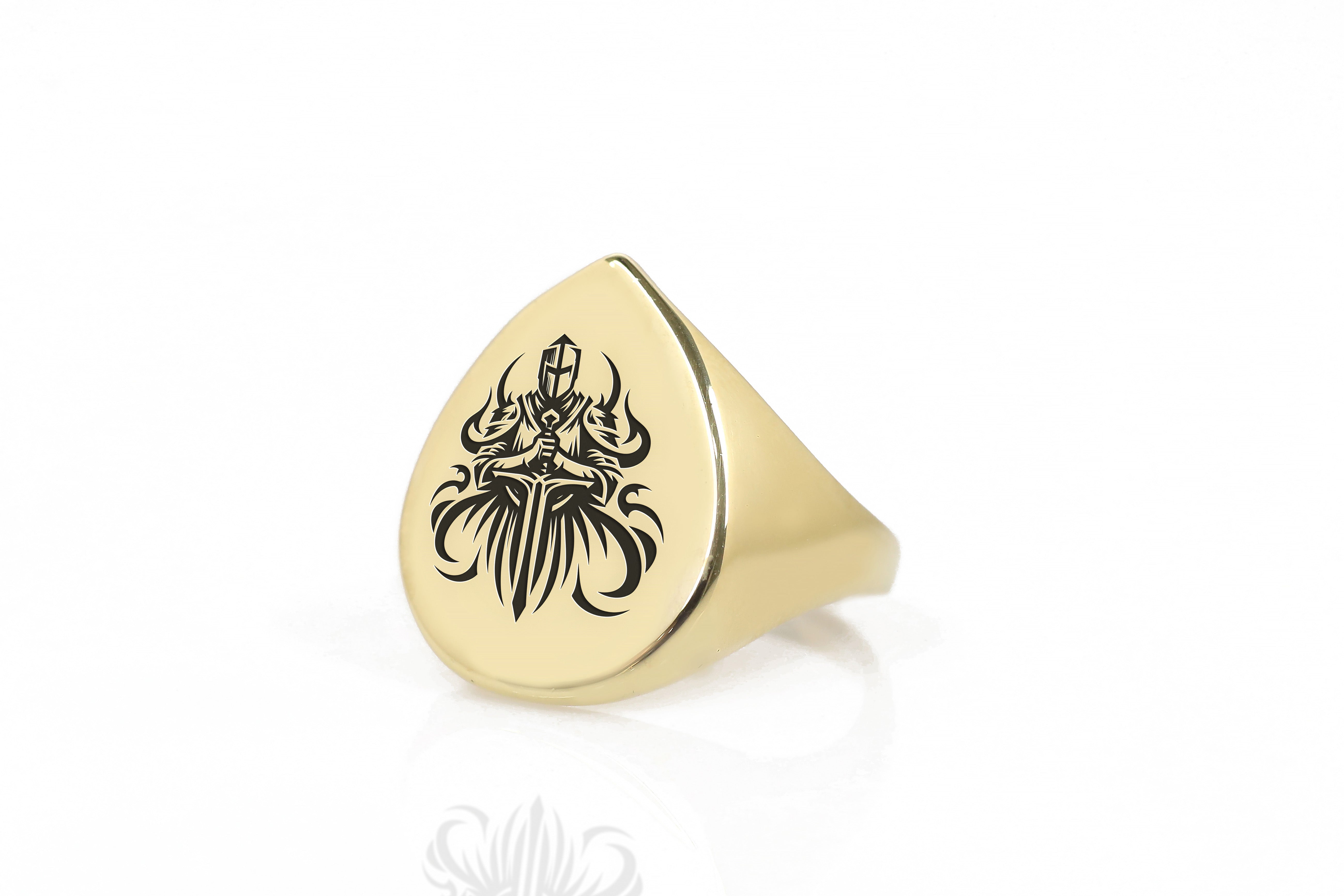 14k Gold Knight Signet Ring