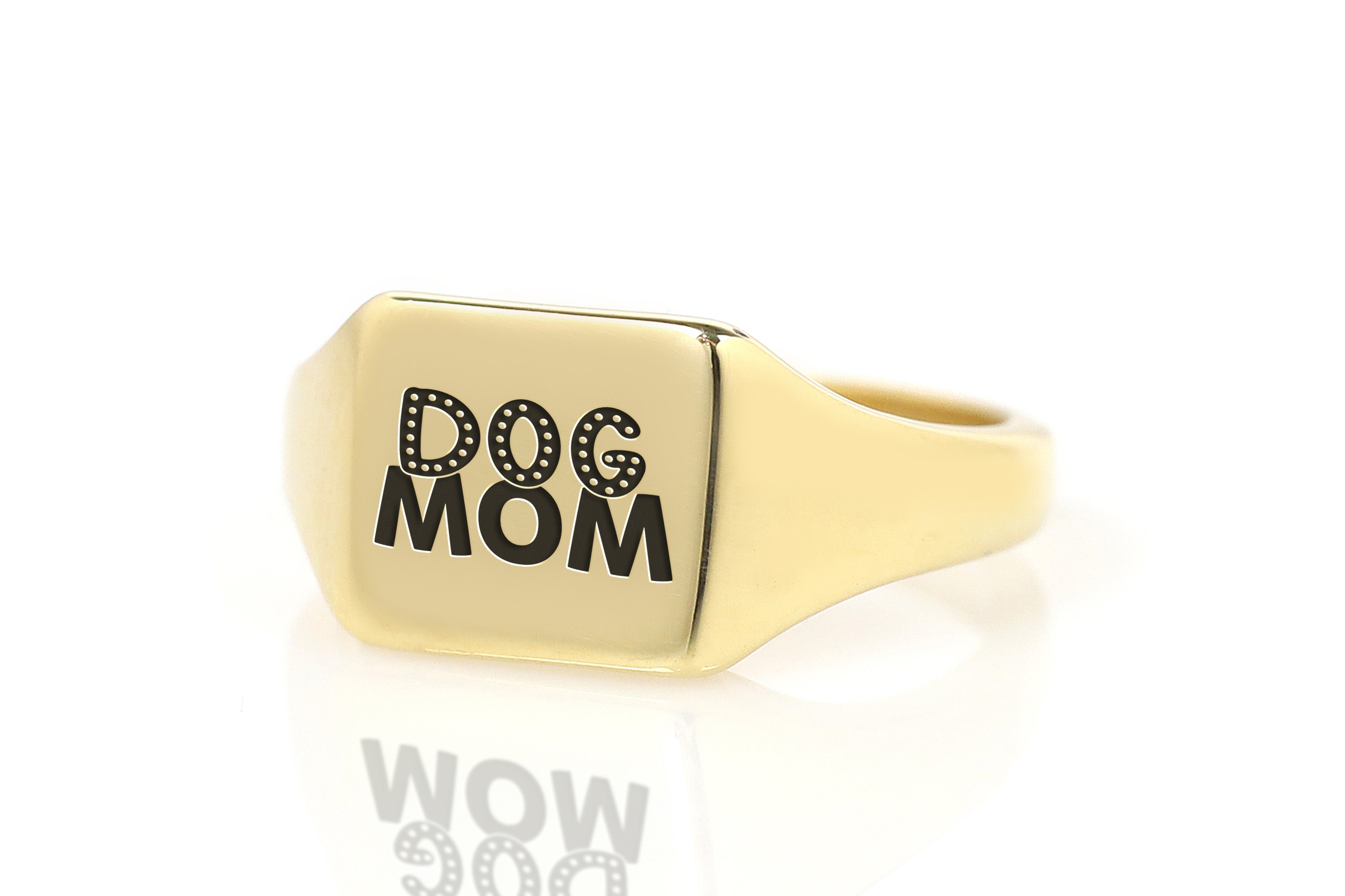 Engraved Dog Mom Signet Ring