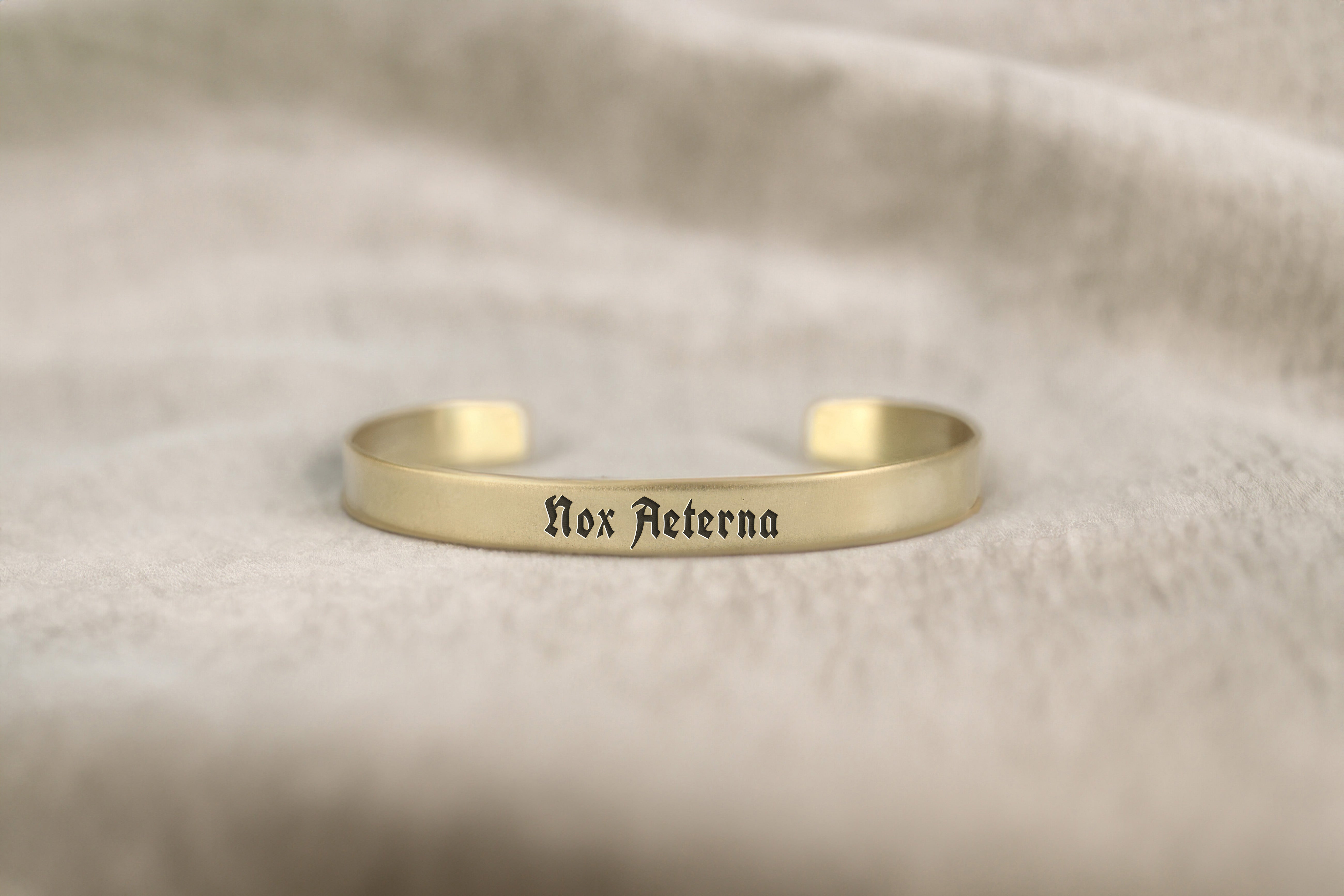 14k Gold Latin Text Bracelet