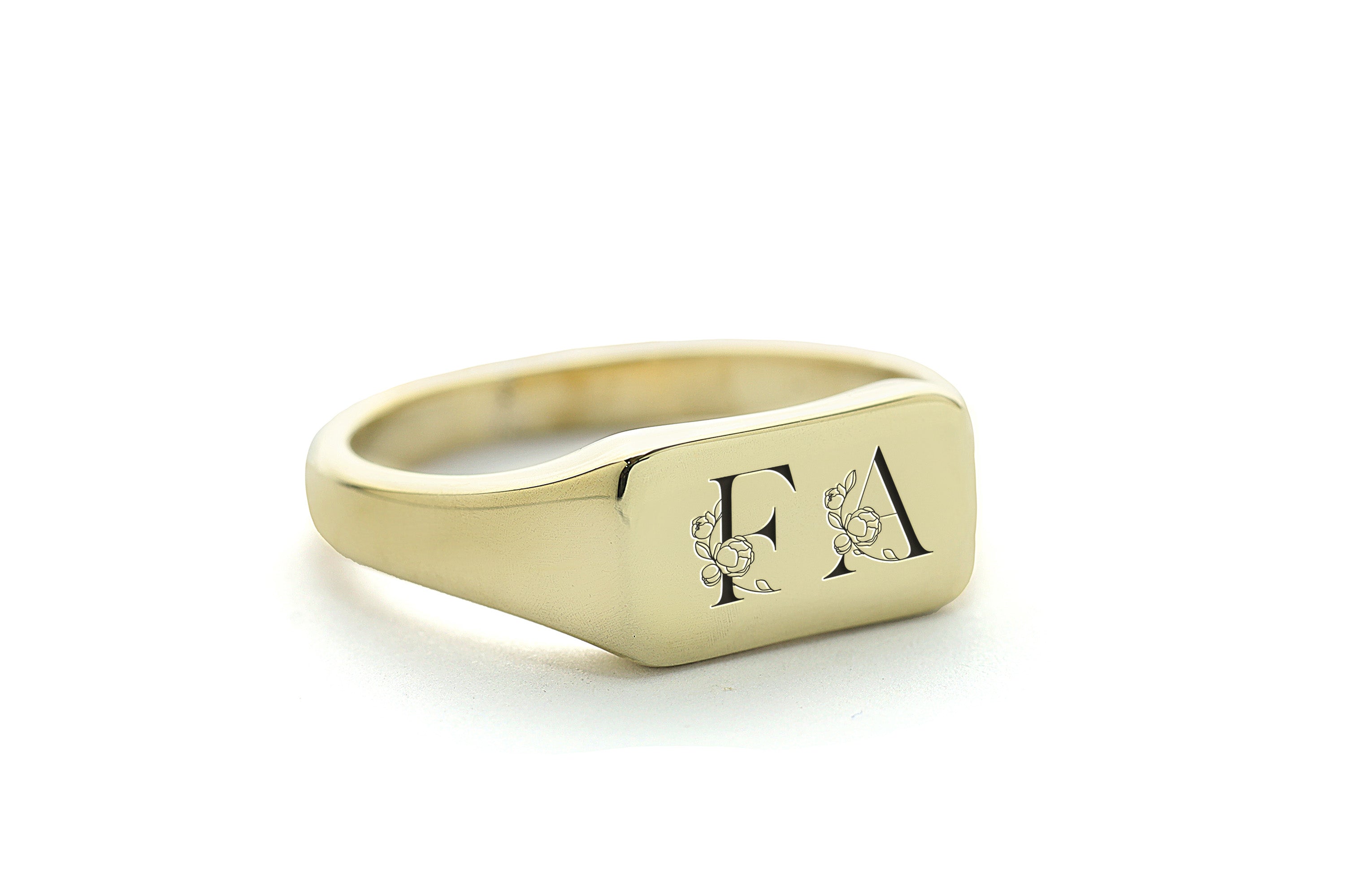 14k Gold Floral Signet Ring