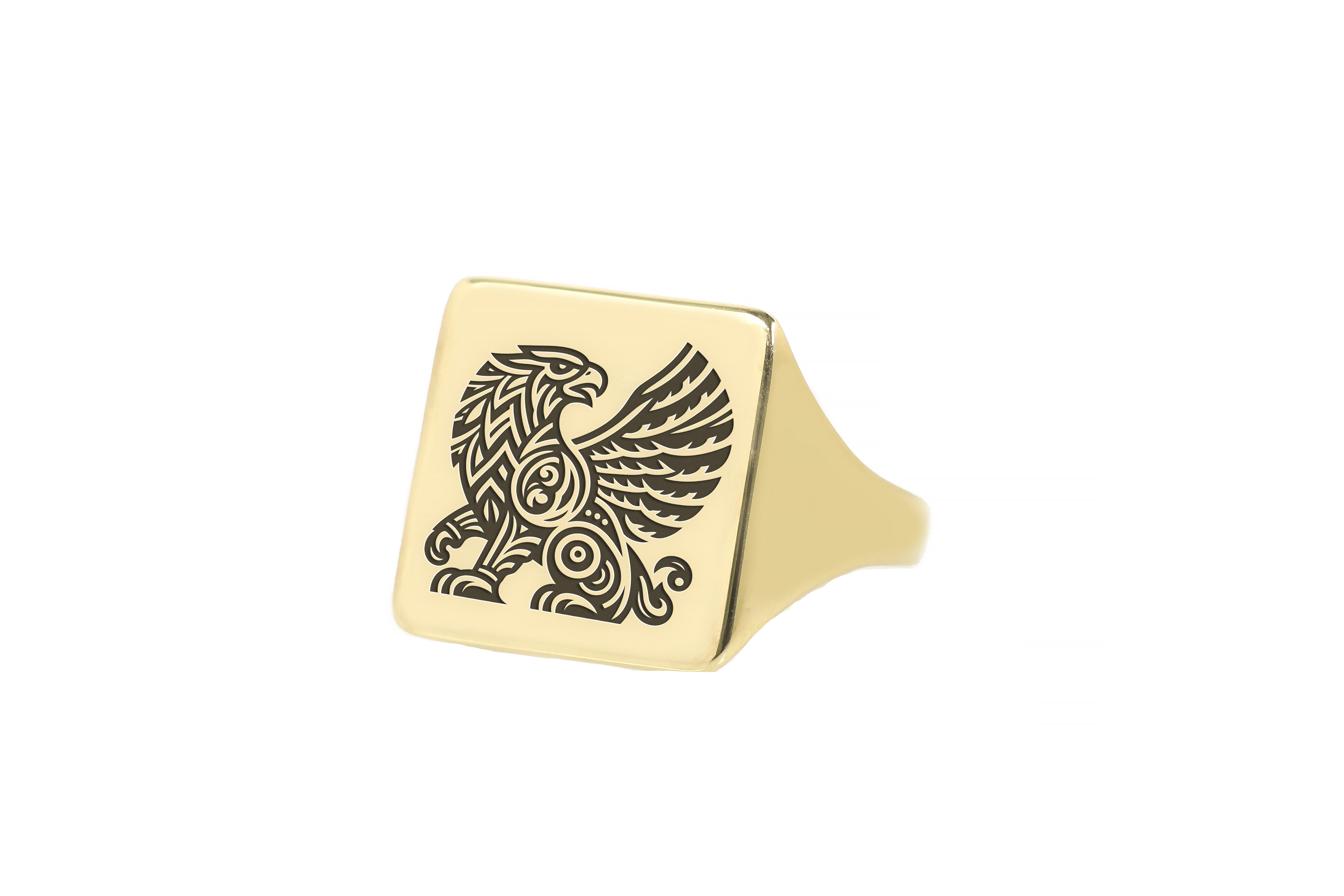 24k Gold Griffin Signet Ring