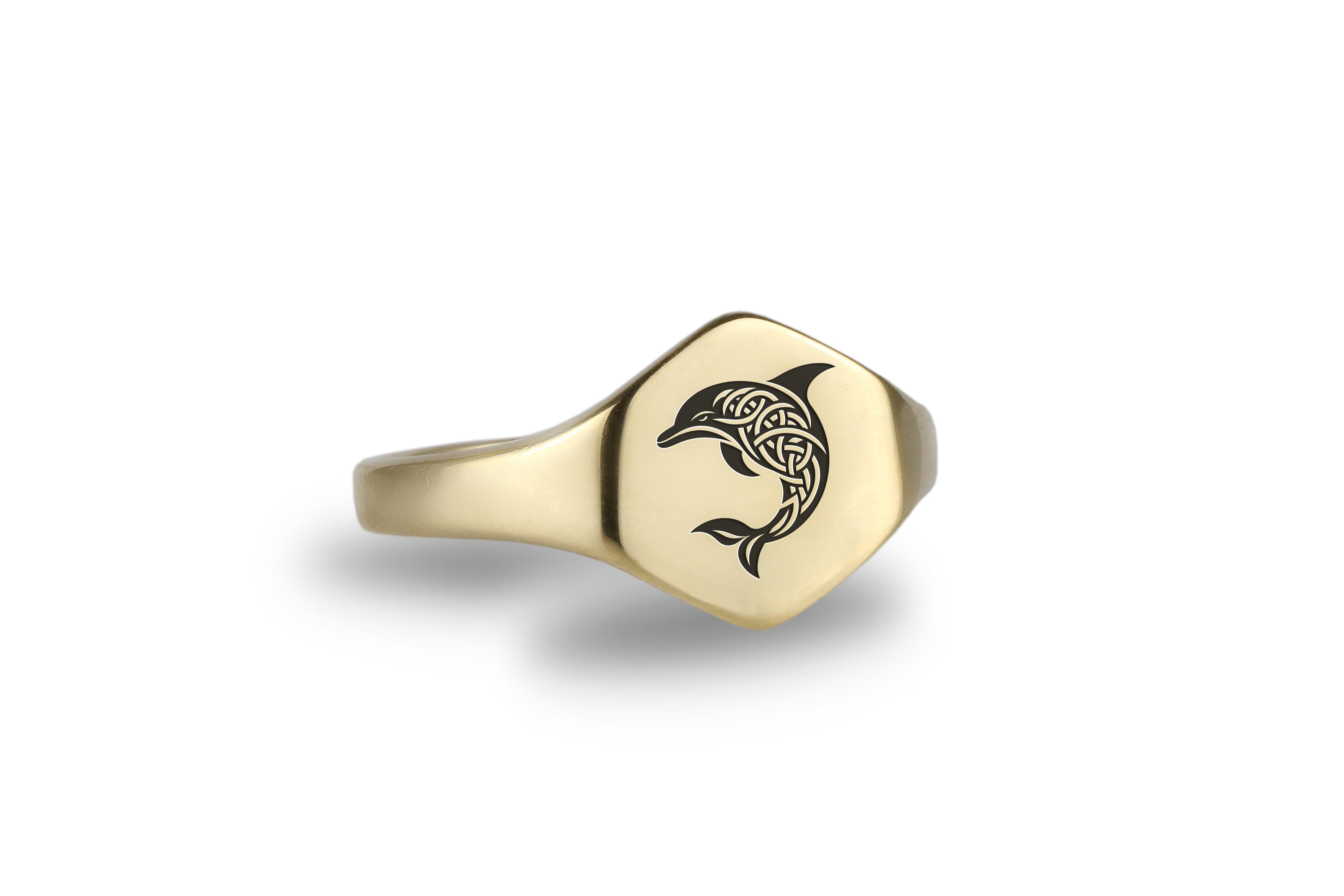 Engraved Dolphin Signet Ring
