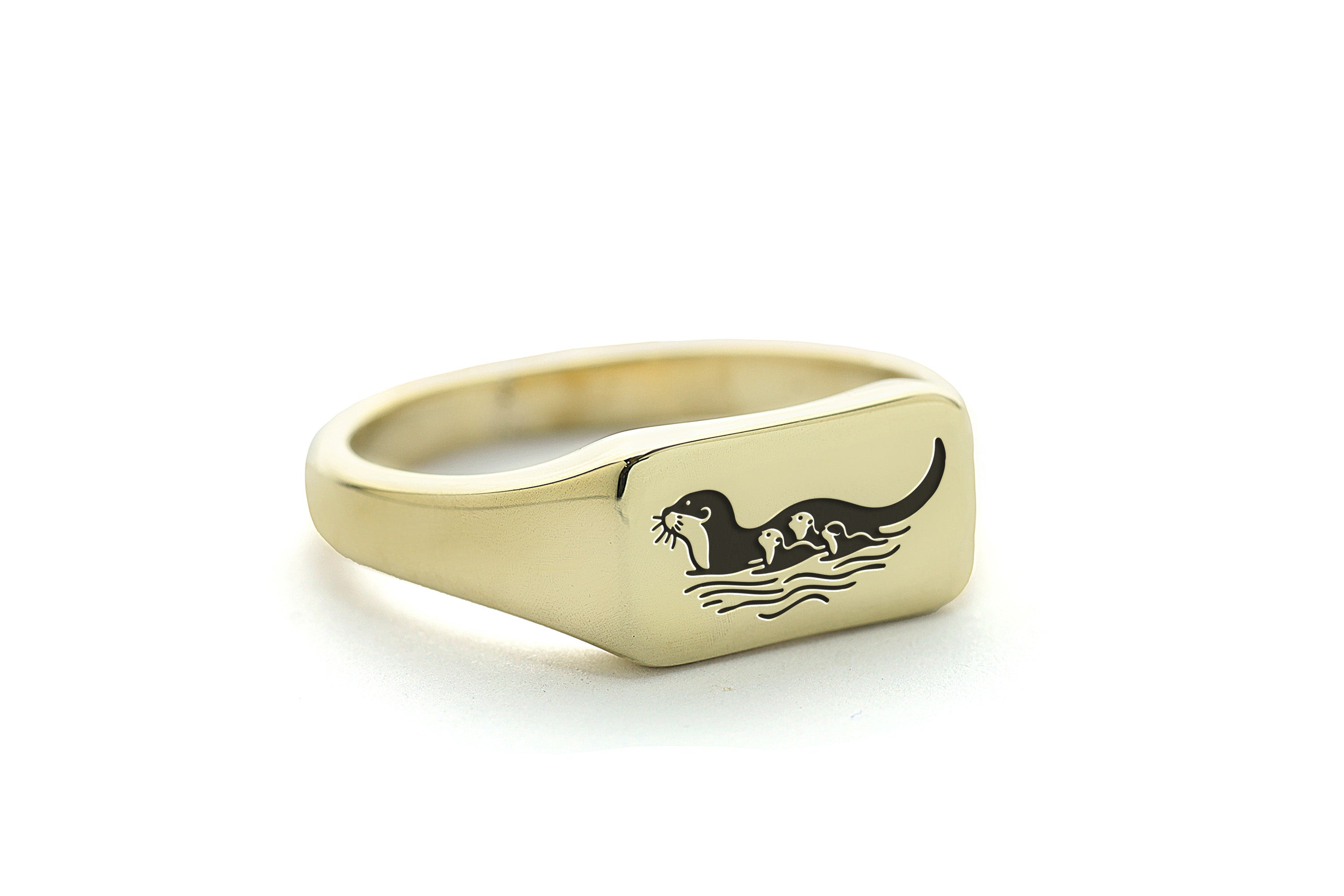 Otter Family Gold Signet Ring