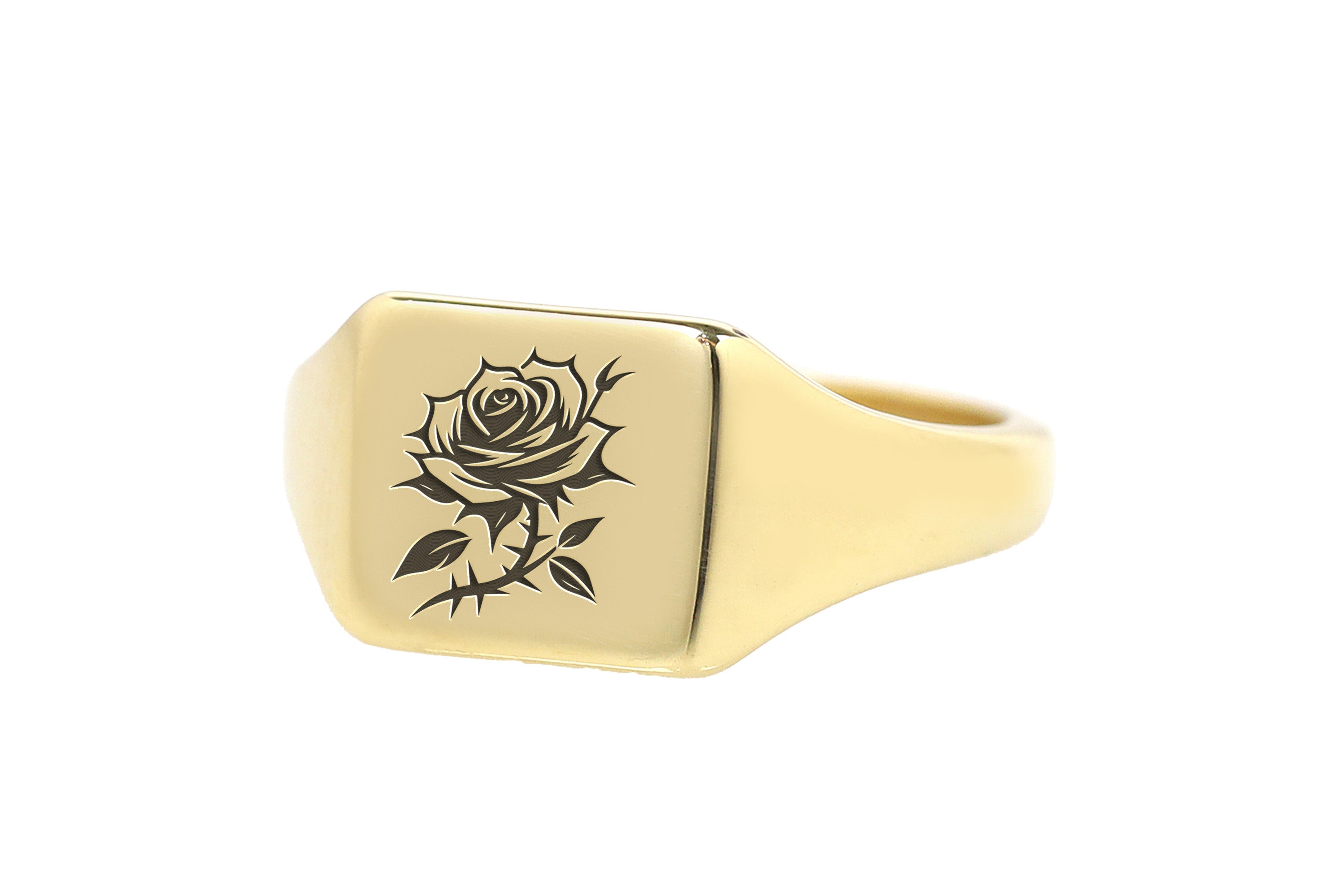 14k Gold Rose Signet Ring