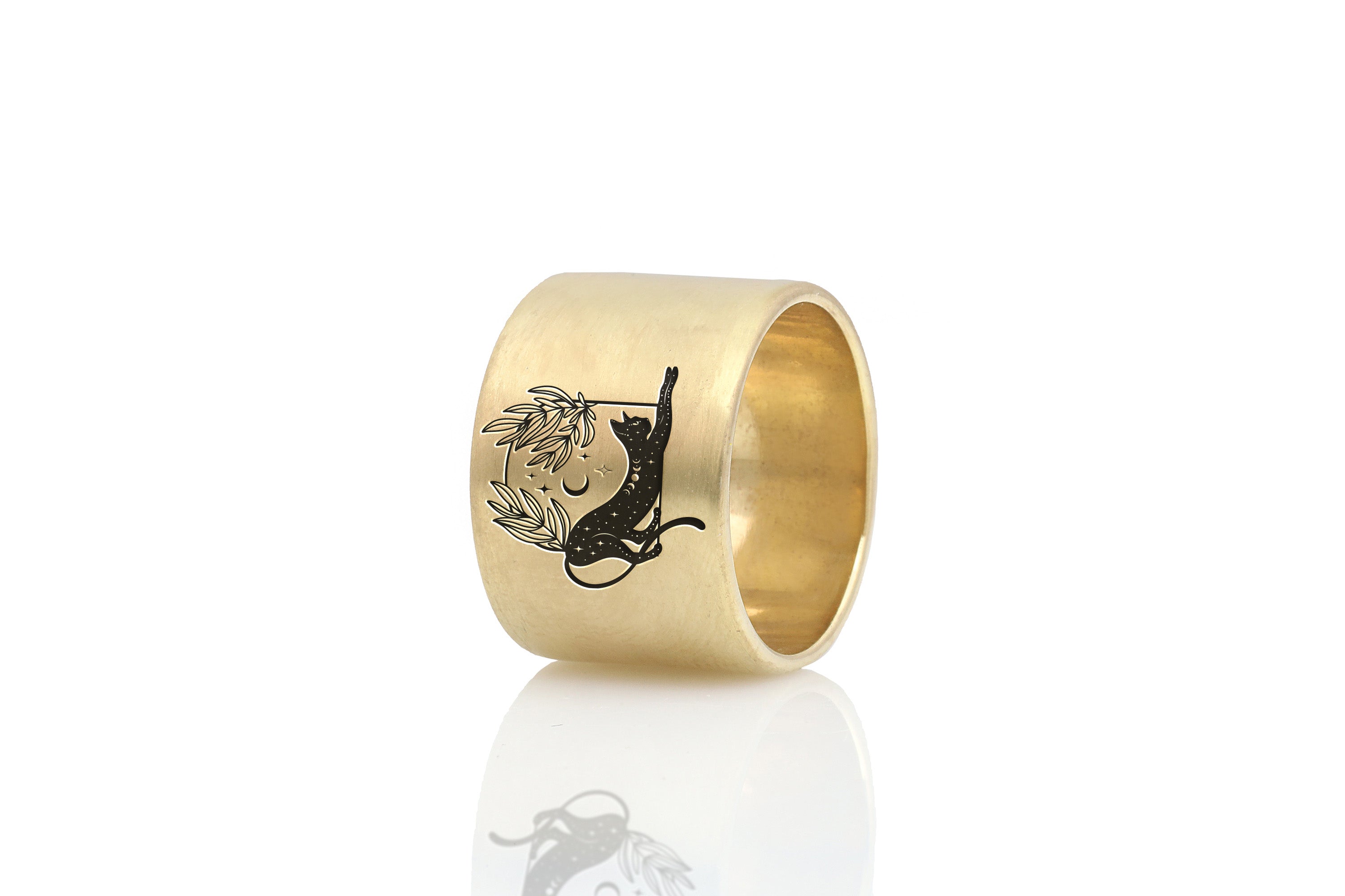 Gothic Cat Brushed Ring