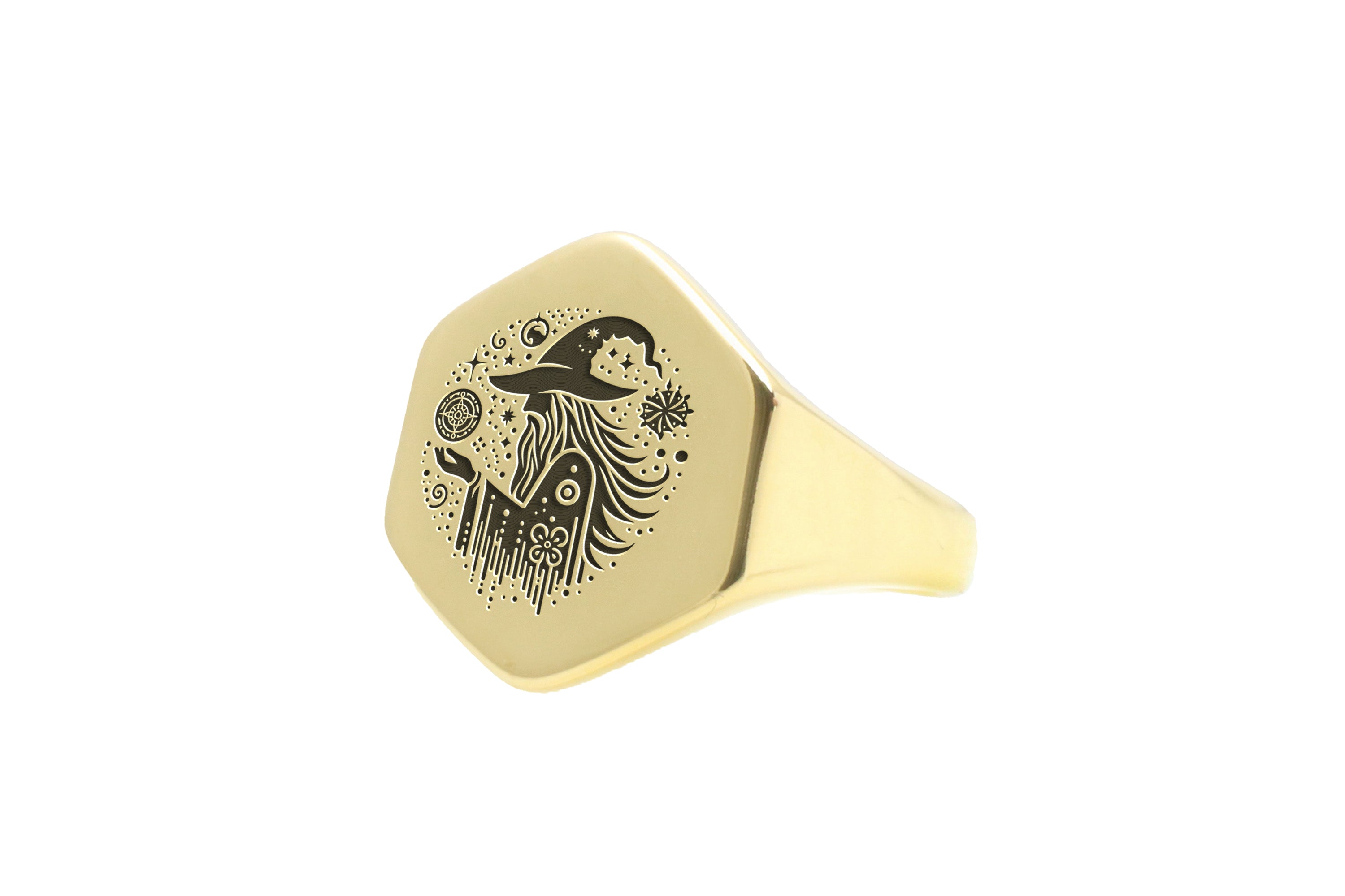 Engraved Wizard Gold Ring