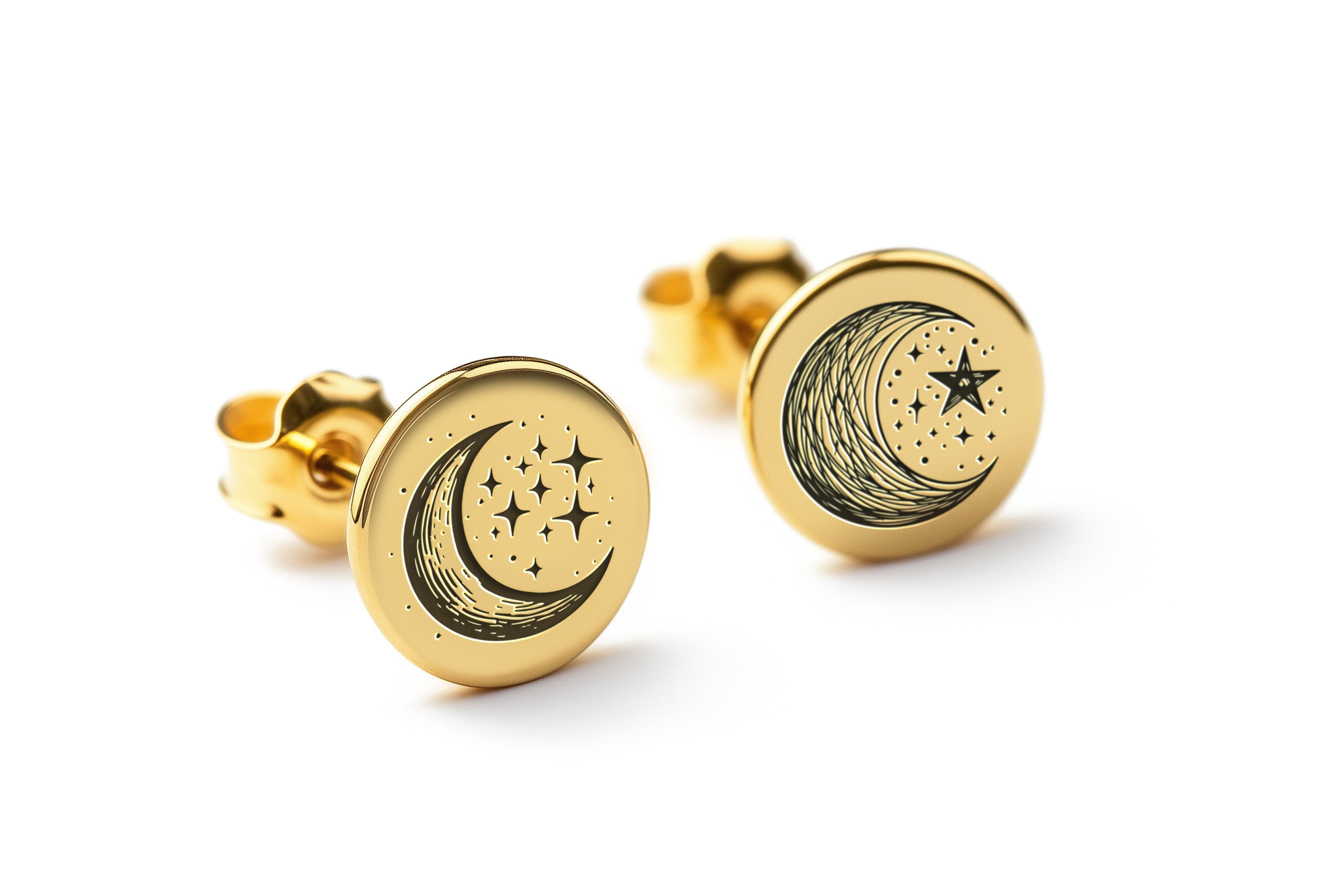 Celestial Moon Stud Earrings