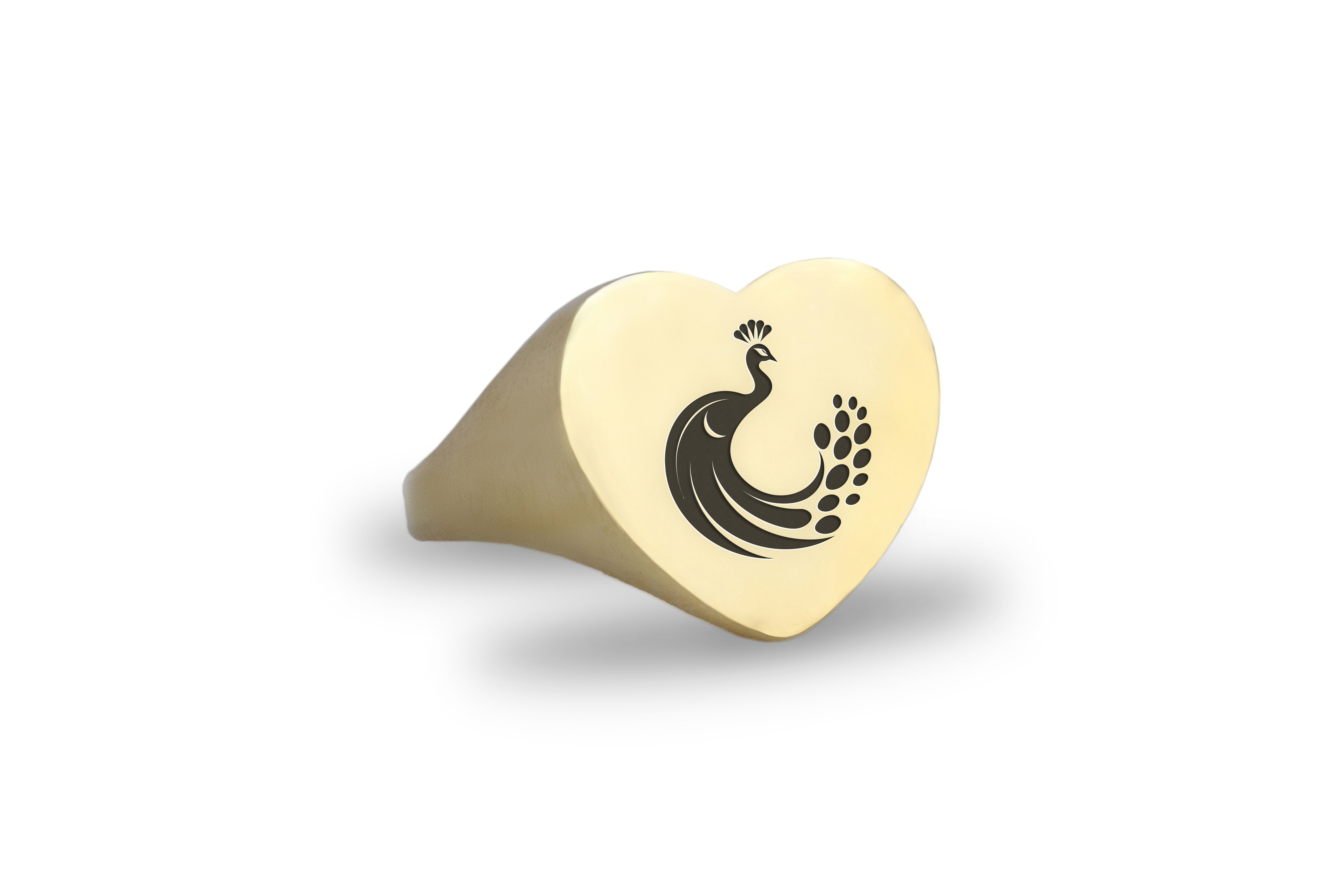 Peacock Gold Signet Ring